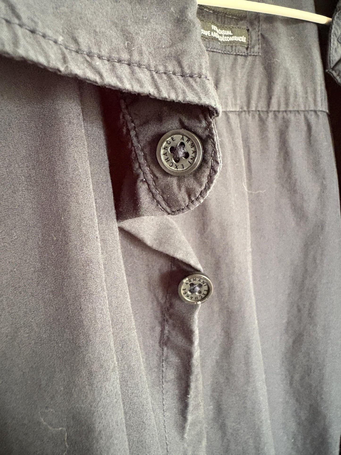 Vintage Armani Exchange black button up shirt, 1990s Casual chic cotton fitted blouse, Size M