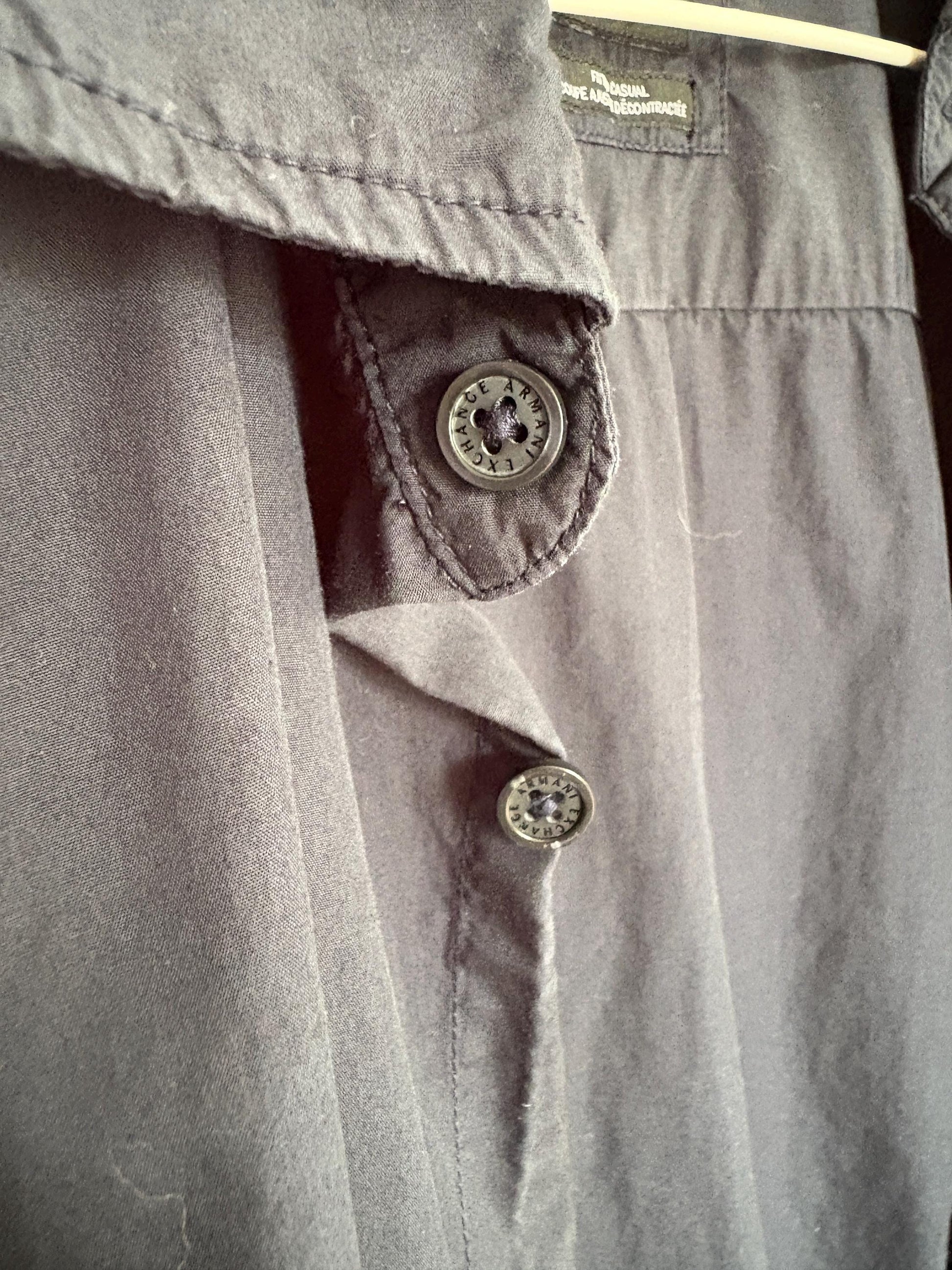 Vintage Armani Exchange black button up shirt, 1990s Casual chic cotton fitted blouse, Size M