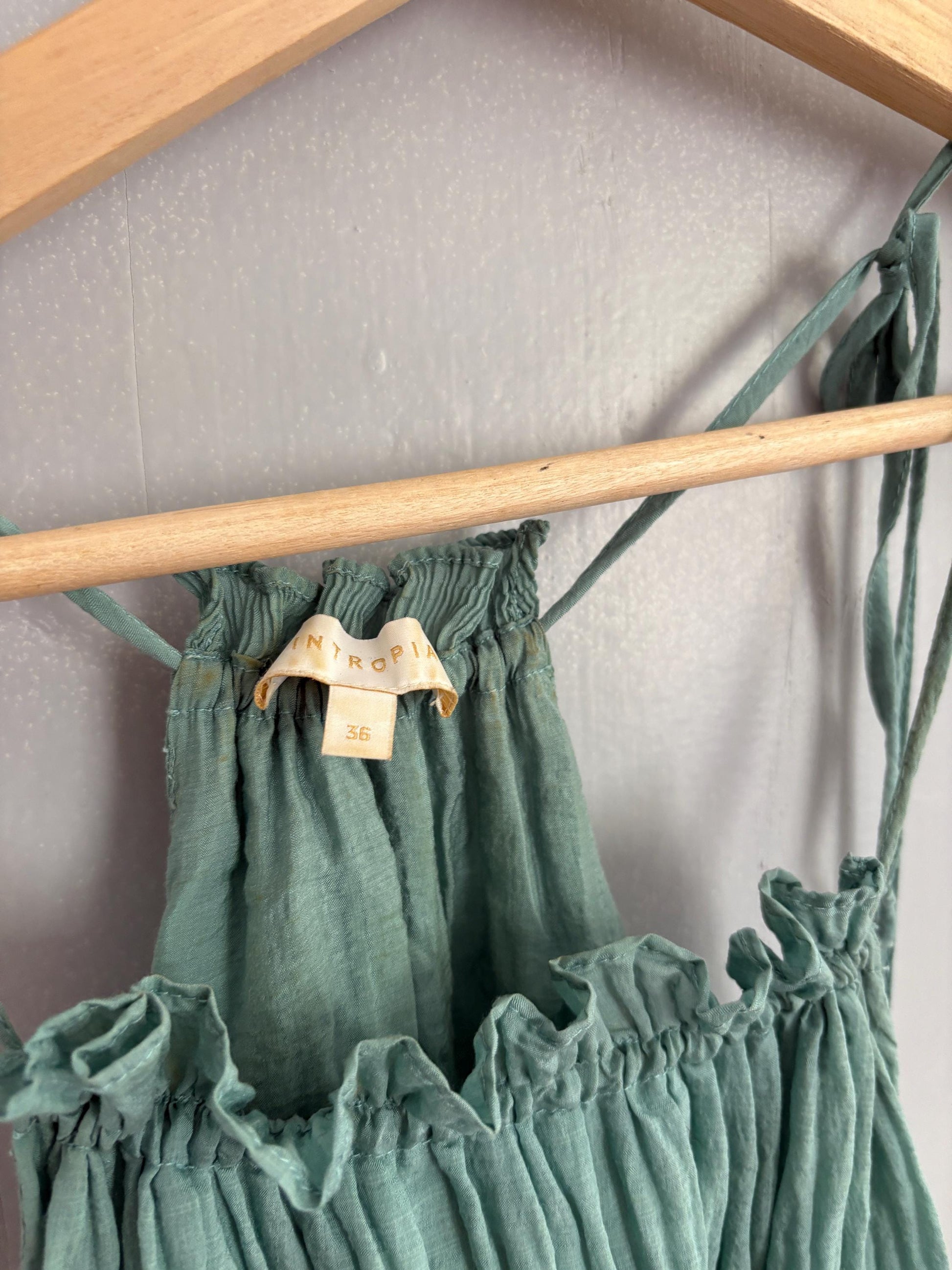 Vintage Intropia Designer Dress, Blue Lightweight Summer Dress, Modal Blend comfortable stylish midi dress