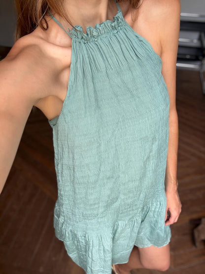 Vintage Intropia Blue Summer Dress — fabric close-up