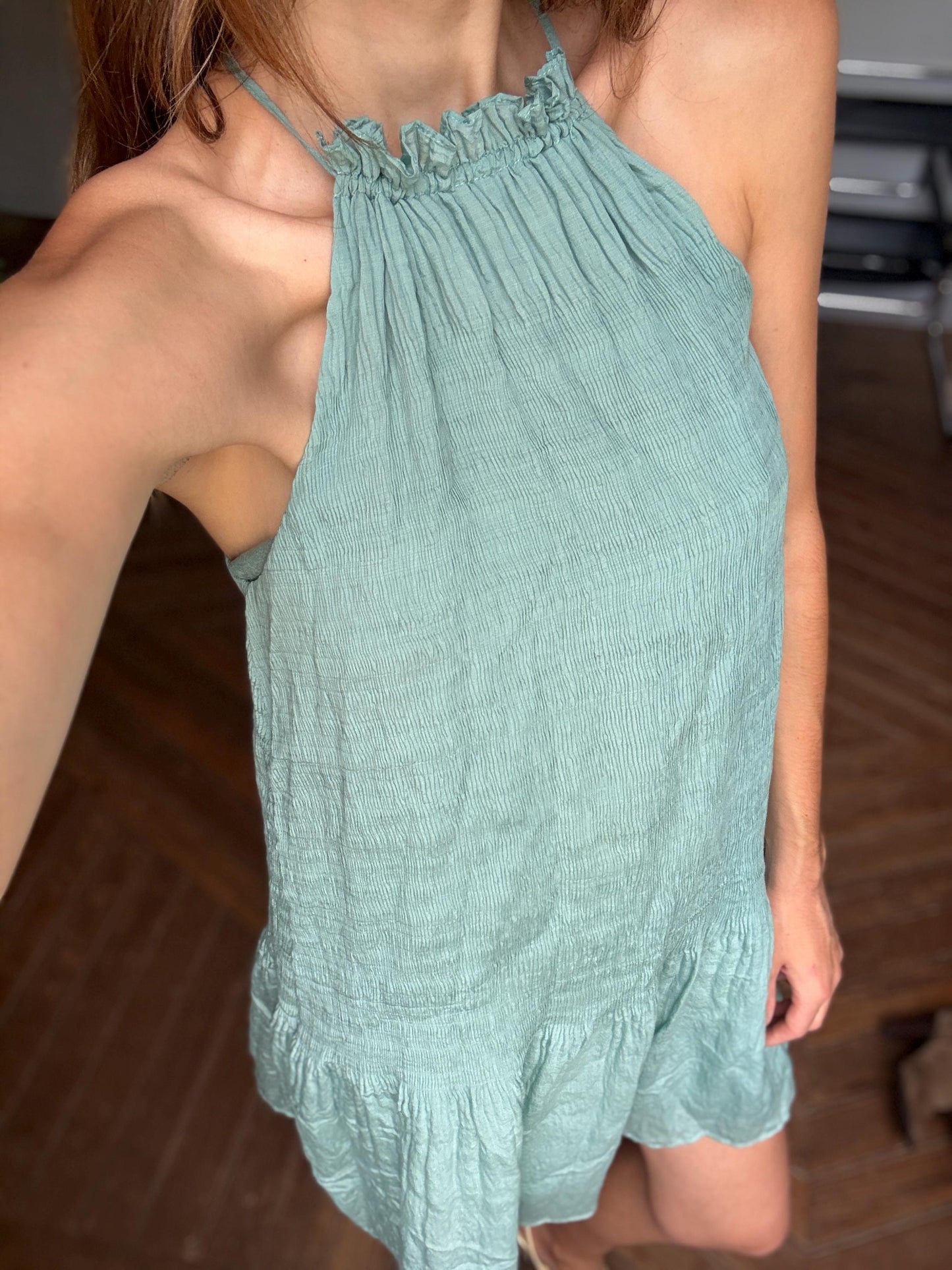 Vintage Intropia Designer Dress, Blue Lightweight Summer Dress, Modal Blend comfortable stylish midi dress