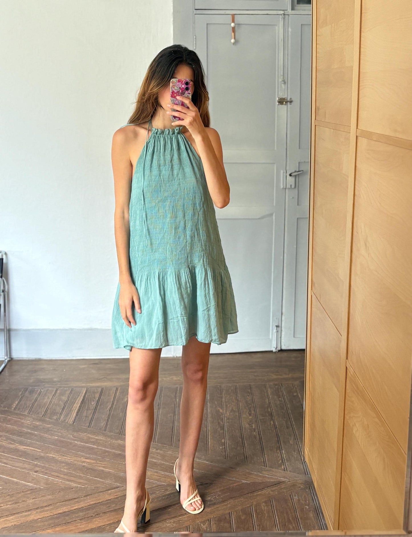 Vintage Intropia Designer Dress, Blue Lightweight Summer Dress, Modal Blend comfortable stylish midi dress