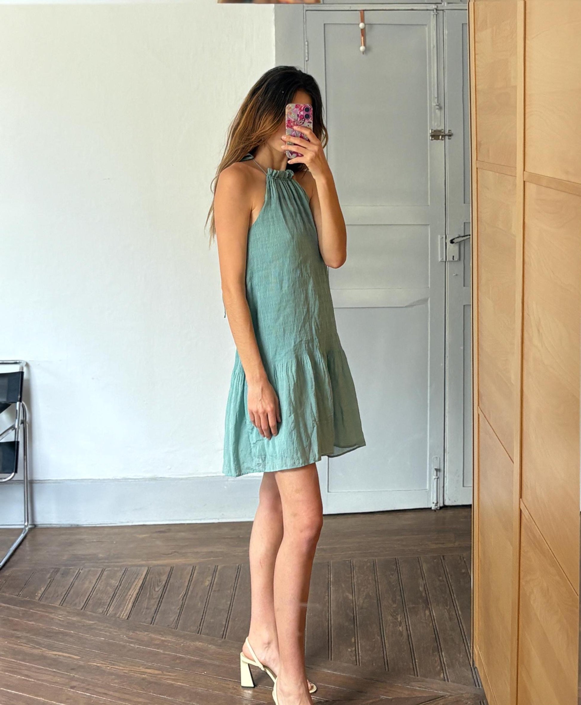 Vintage Intropia Designer Dress, Blue Lightweight Summer Dress, Modal Blend comfortable stylish midi dress