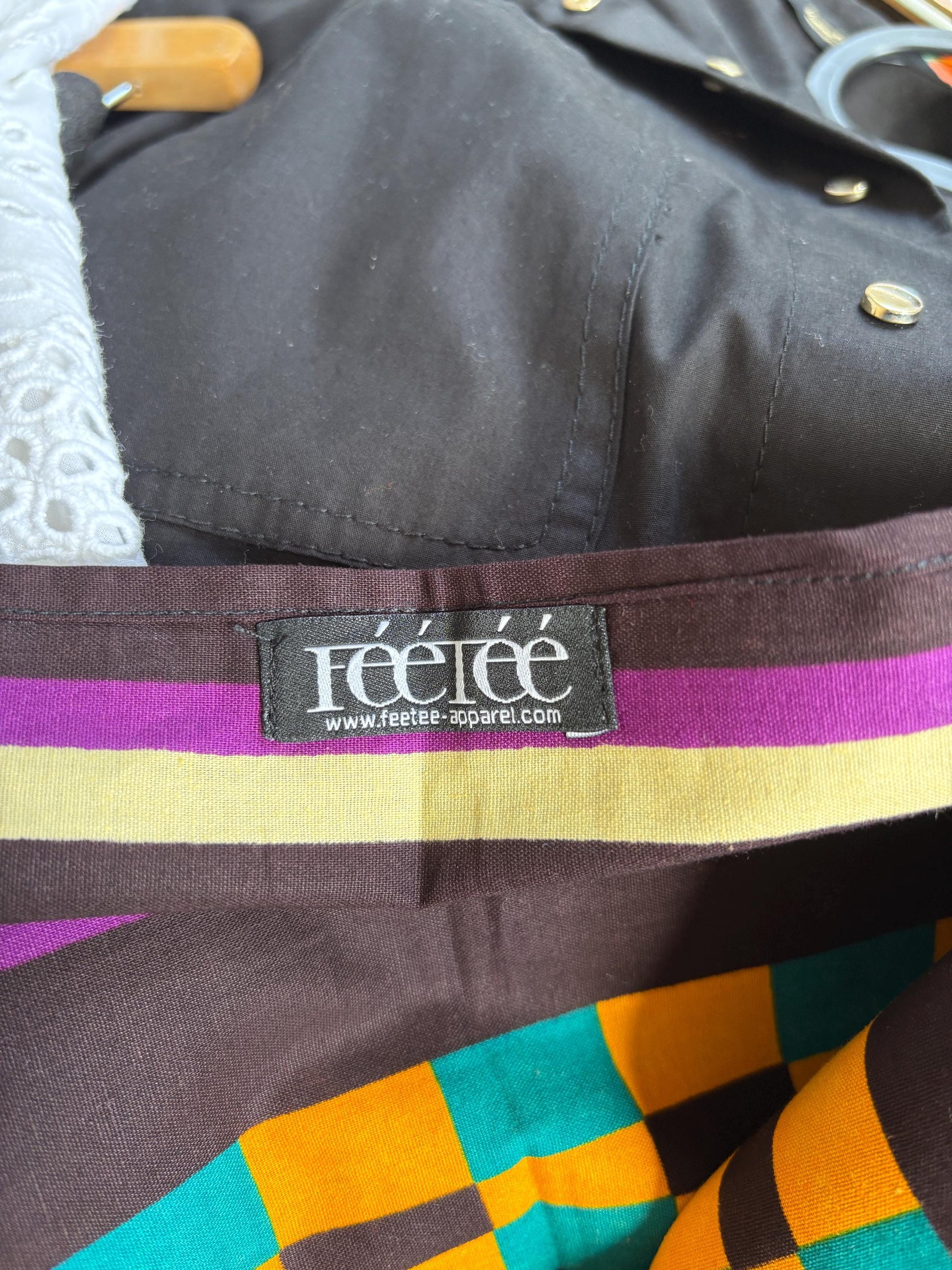 Gorgeous Vintage wrap around skirt, Colourful stripe and check print midi skirt, Long one size fits most summer skirt, adjustable waist