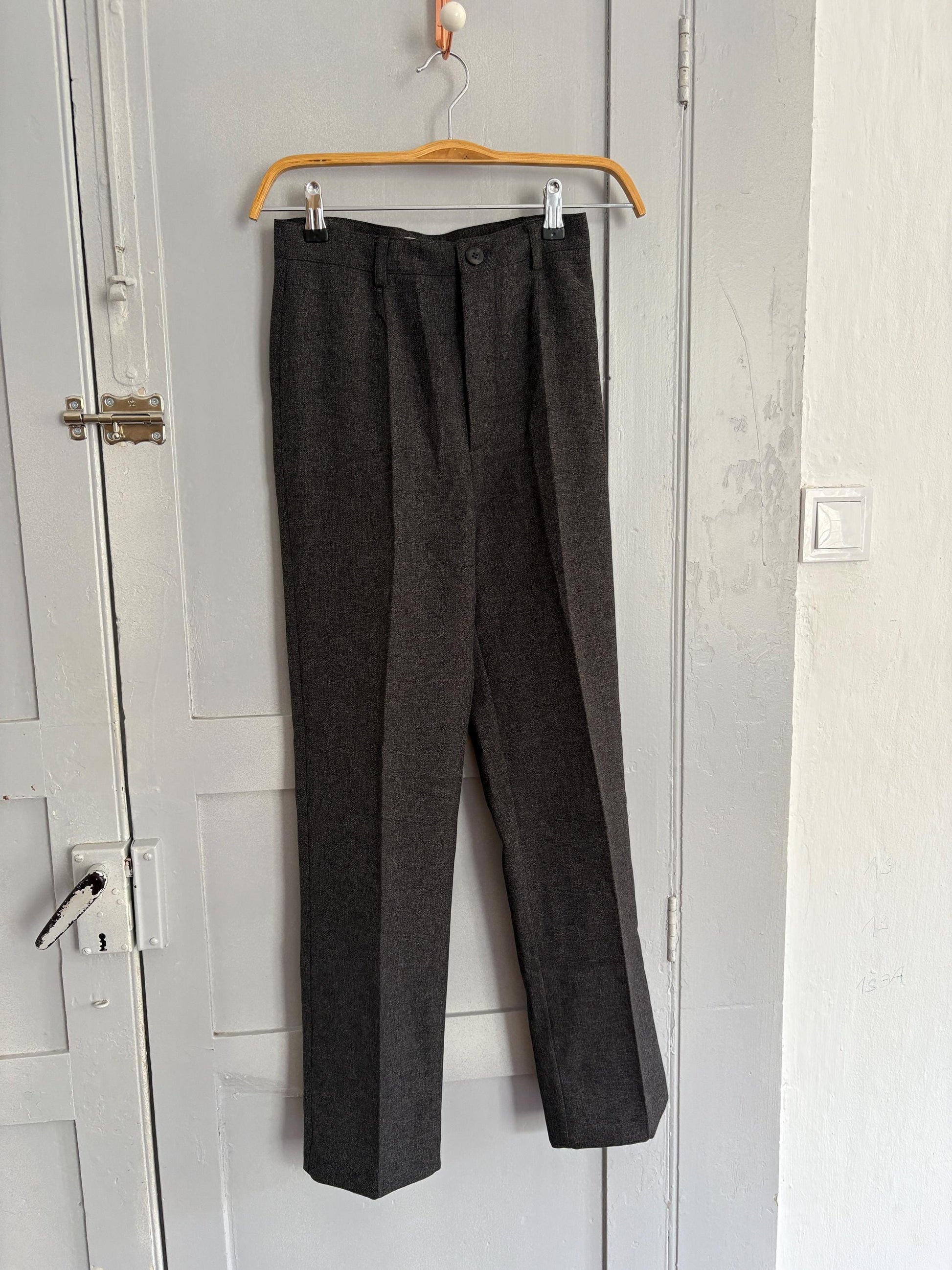 Vintage high waist petite body formal trousers, Luxe office wear made in Italy, Dark academia aesthetic pants, Size XXS