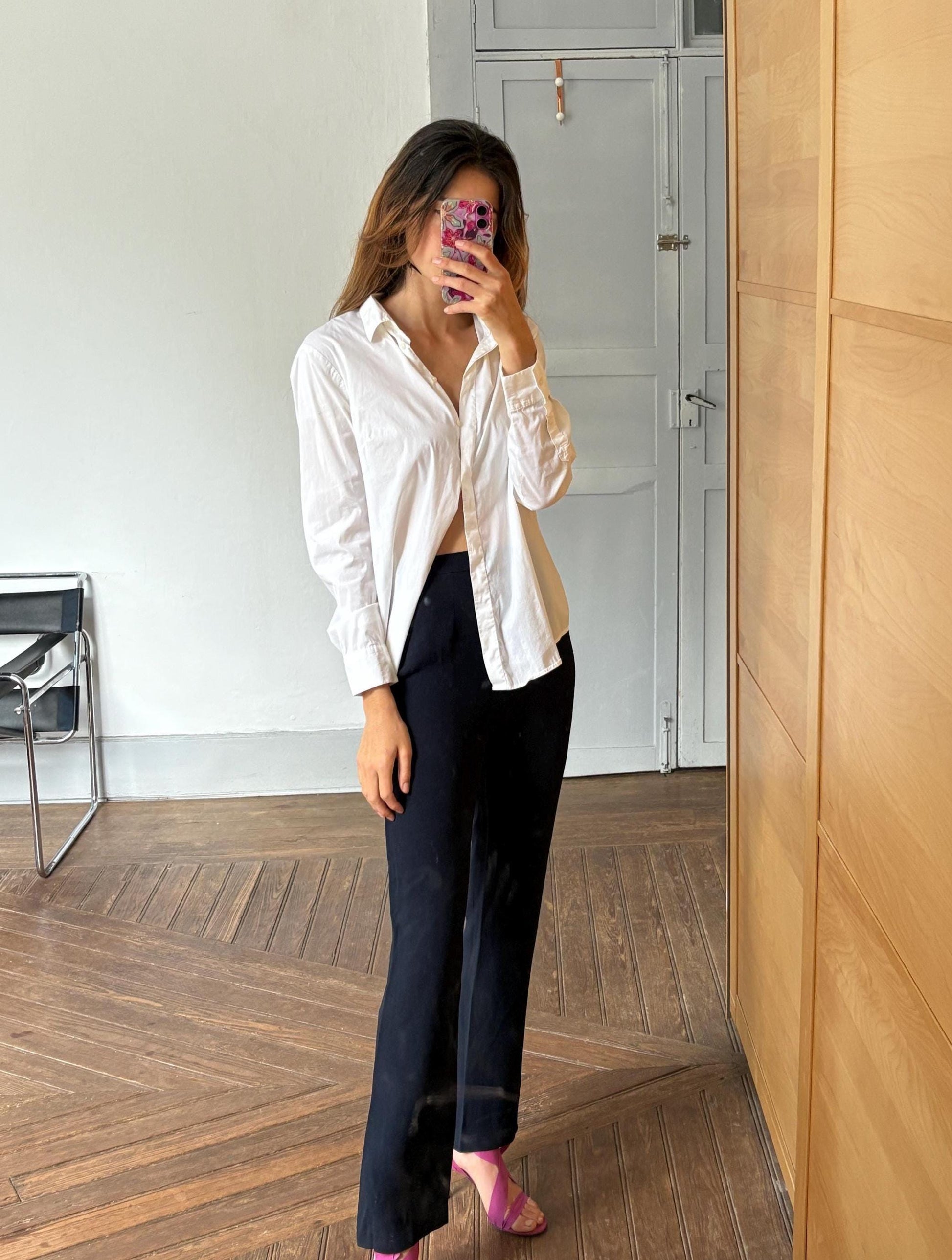 Vintage white crisp blouse, Cotton elegant professional work wear, Scaandinavian aesthetic button dow, Super soft fabric, Size EU 38 - M