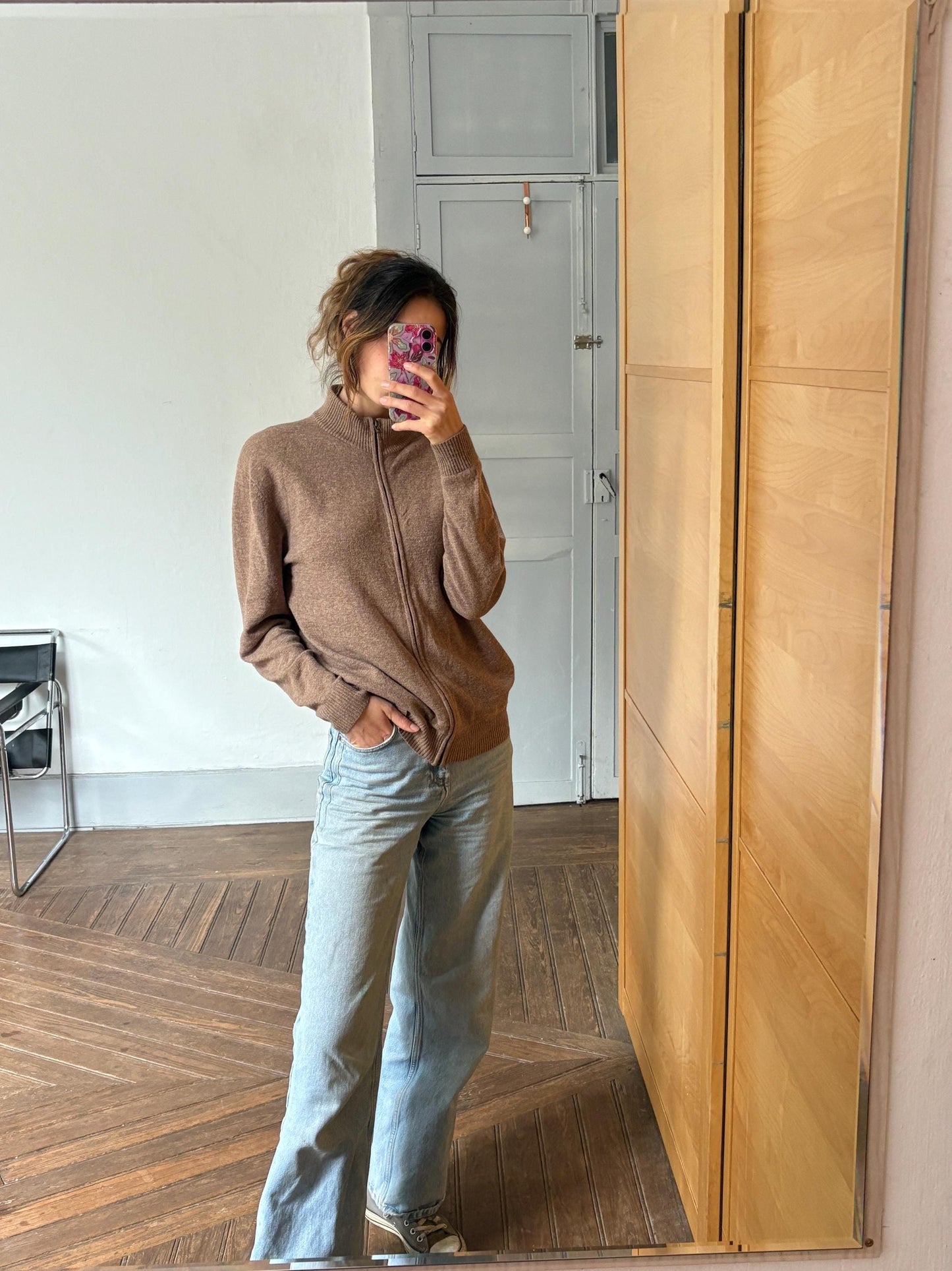 Vintage 100% Lambswool Zip-Up Cardigan – Soft & Timeless