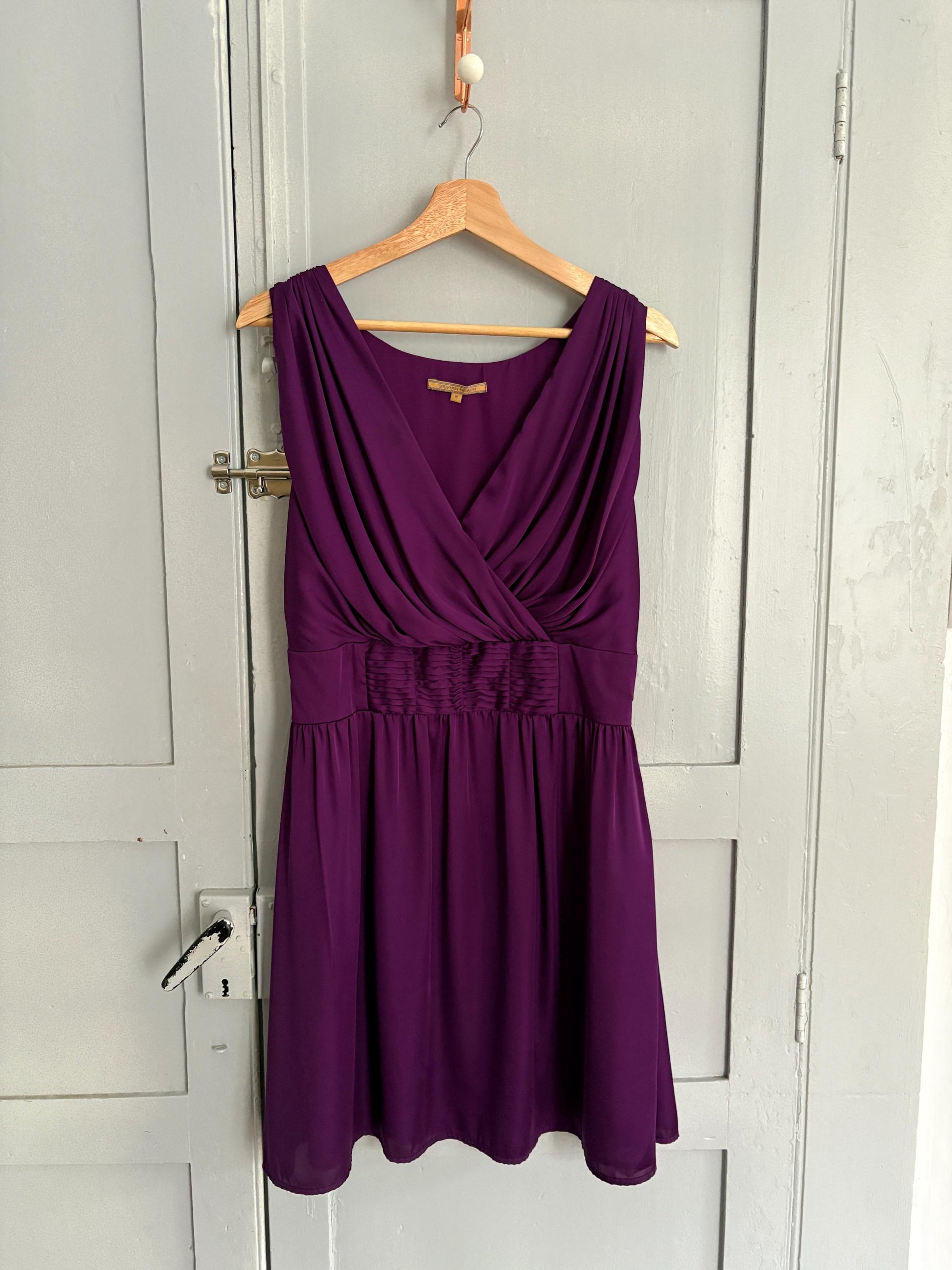 Vintage Silvian Heach Purple Formal Dress Elegant Draped Sleeveless Evening Mini Dress Party Cocktail Chic Retro 90s Y2K Aesthetic