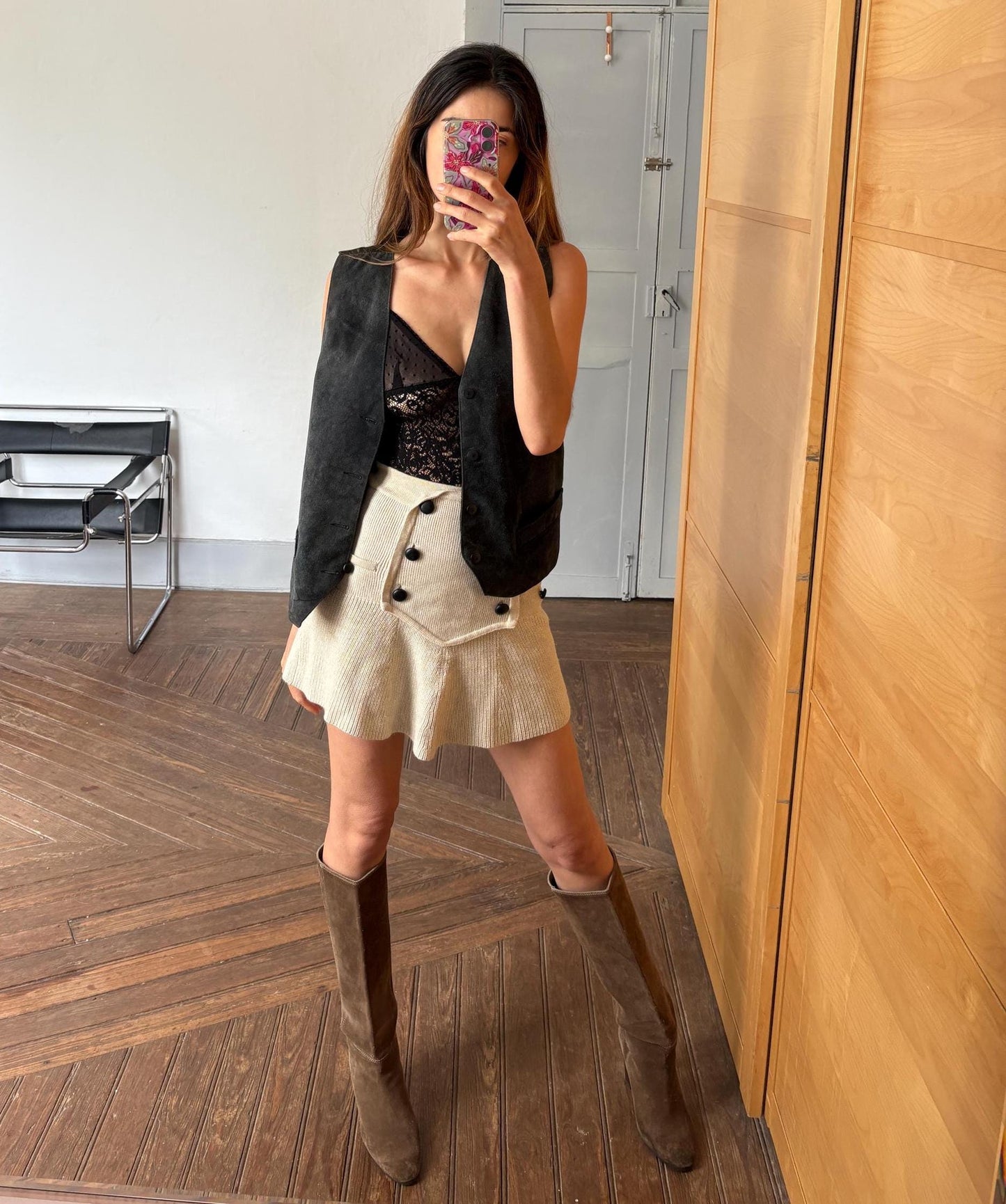 Vintage Genuine Leather Vest Made in England Suede Button-Up Gilet Unisex Western Boho Waistcoat Men's XL