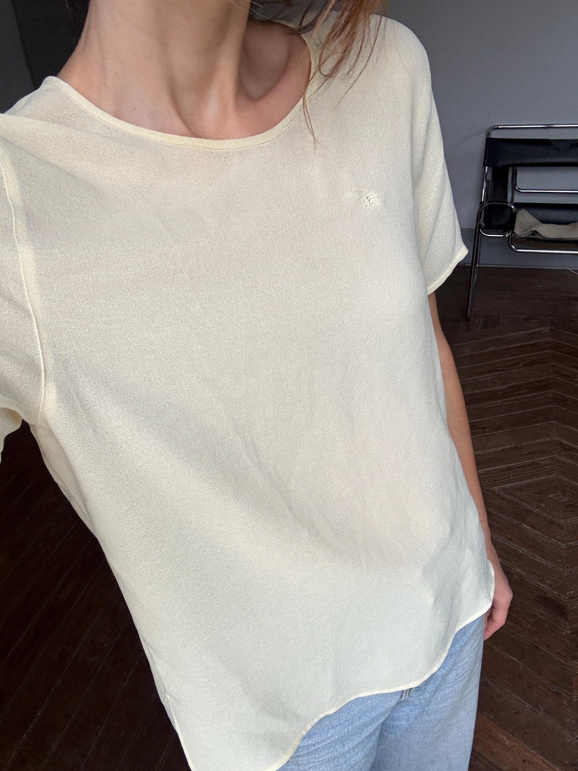 Vintage Burberrys Pastel Yellow Blouse – 90s Minimalist Dream, PRE BURBERRRY ERA