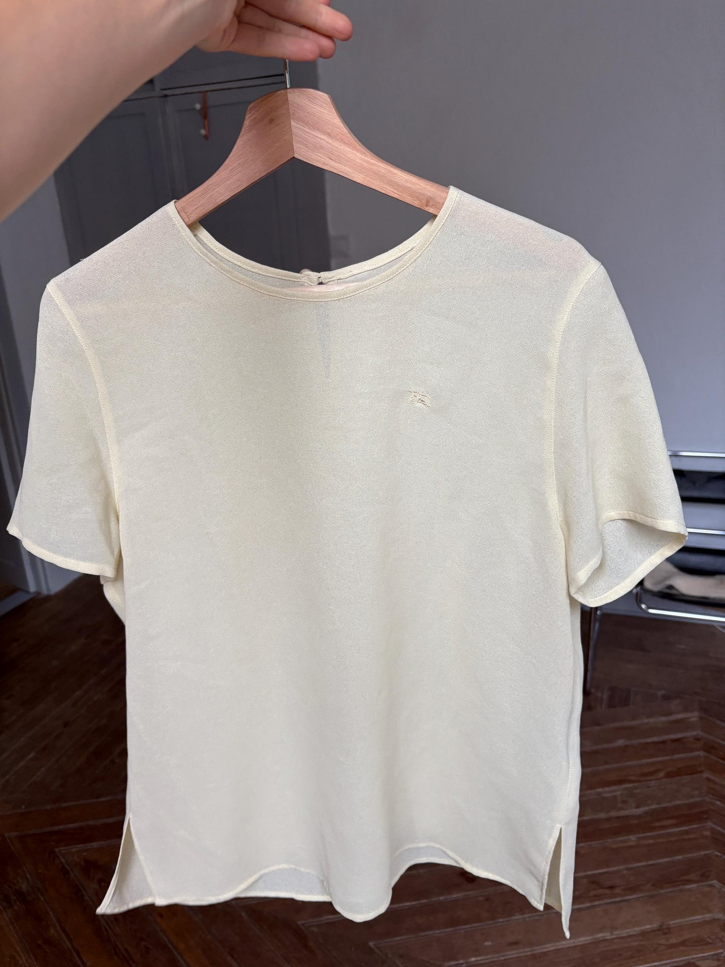 Vintage Burberrys Pastel Yellow Blouse – 90s Minimalist Dream, PRE BURBERRRY ERA