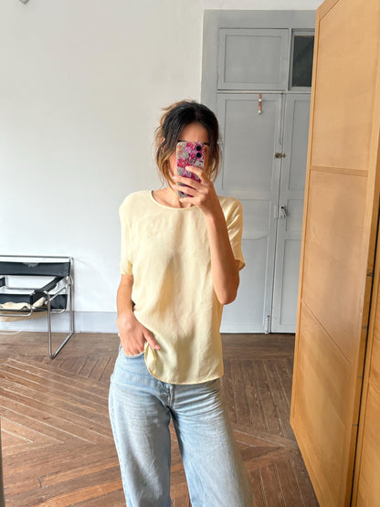 Vintage Pastel Yellow Burberrys Blouse — fabric close-up