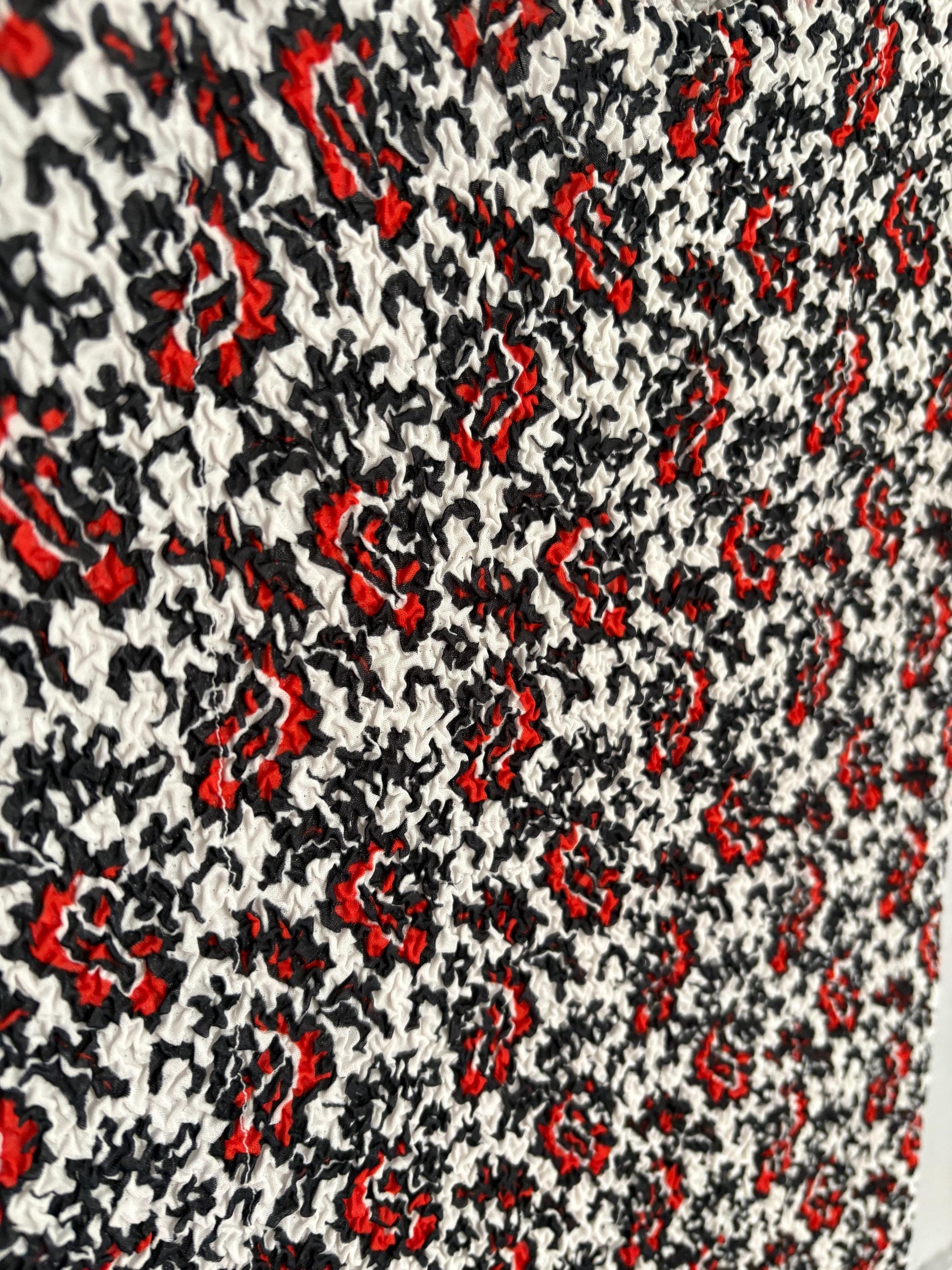 Vintage Adolfo Dominguez Bodycon Floral Mini Dress in Stretch Fabric Red Black White Size S EU36