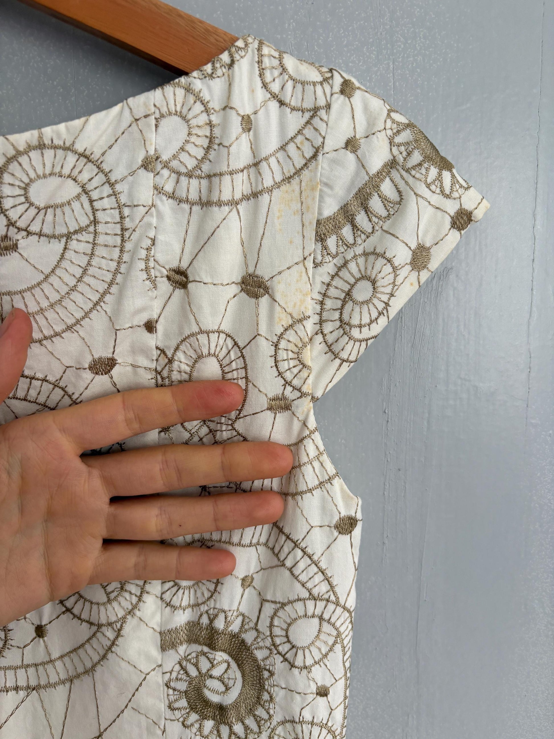 Vintage White Embroidered Summer Mini Dress — additional view 10