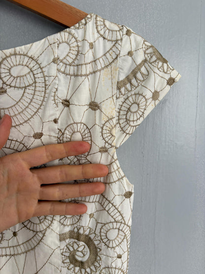 Vintage White Embroidered Summer Mini Dress — additional view 10