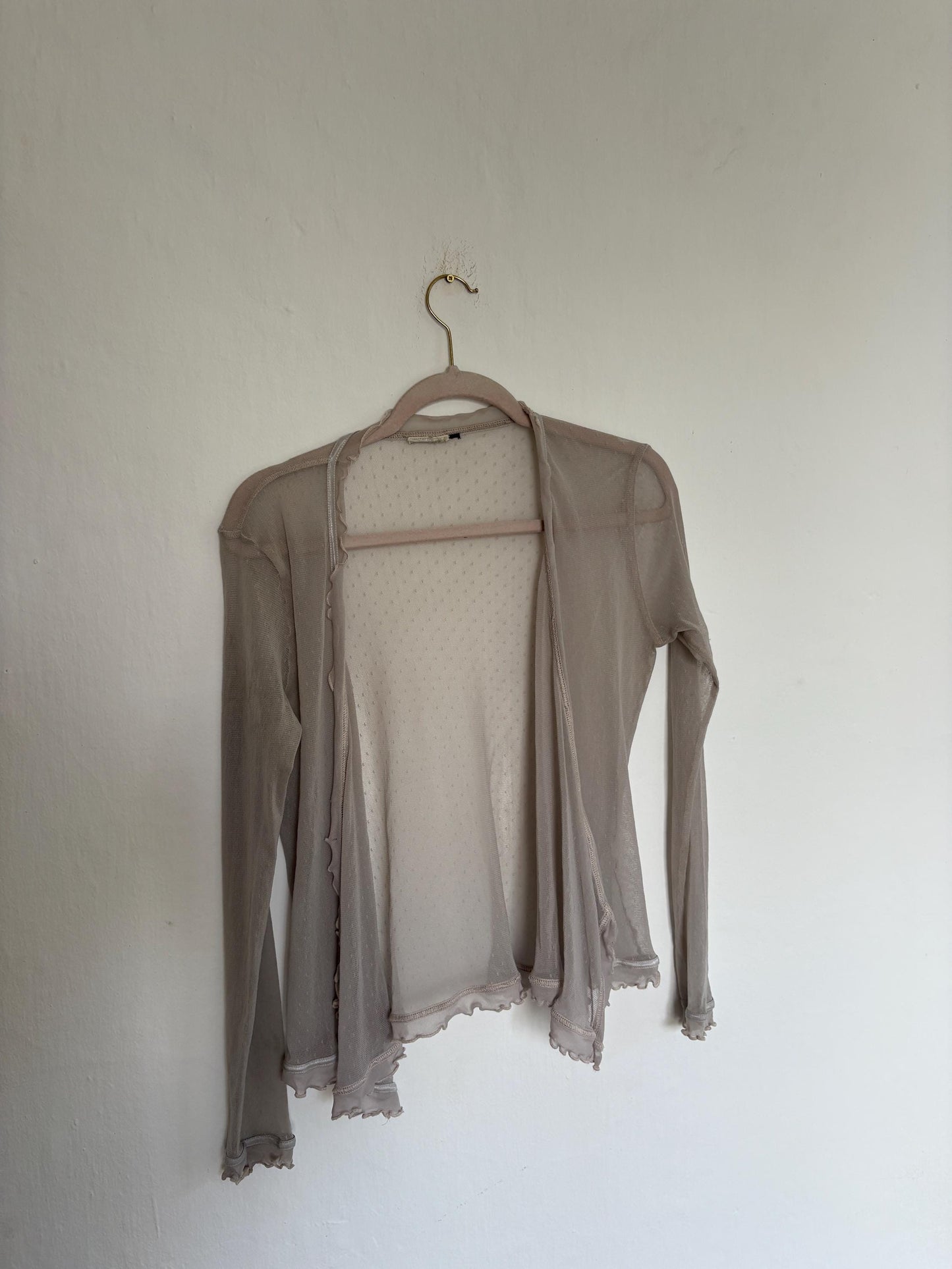 Sheer wrap knot tie top - Mesh blouse - Sexy beach cover up - Summer vibes - Romantic light grey Transparent Mesh Top, Size S - M