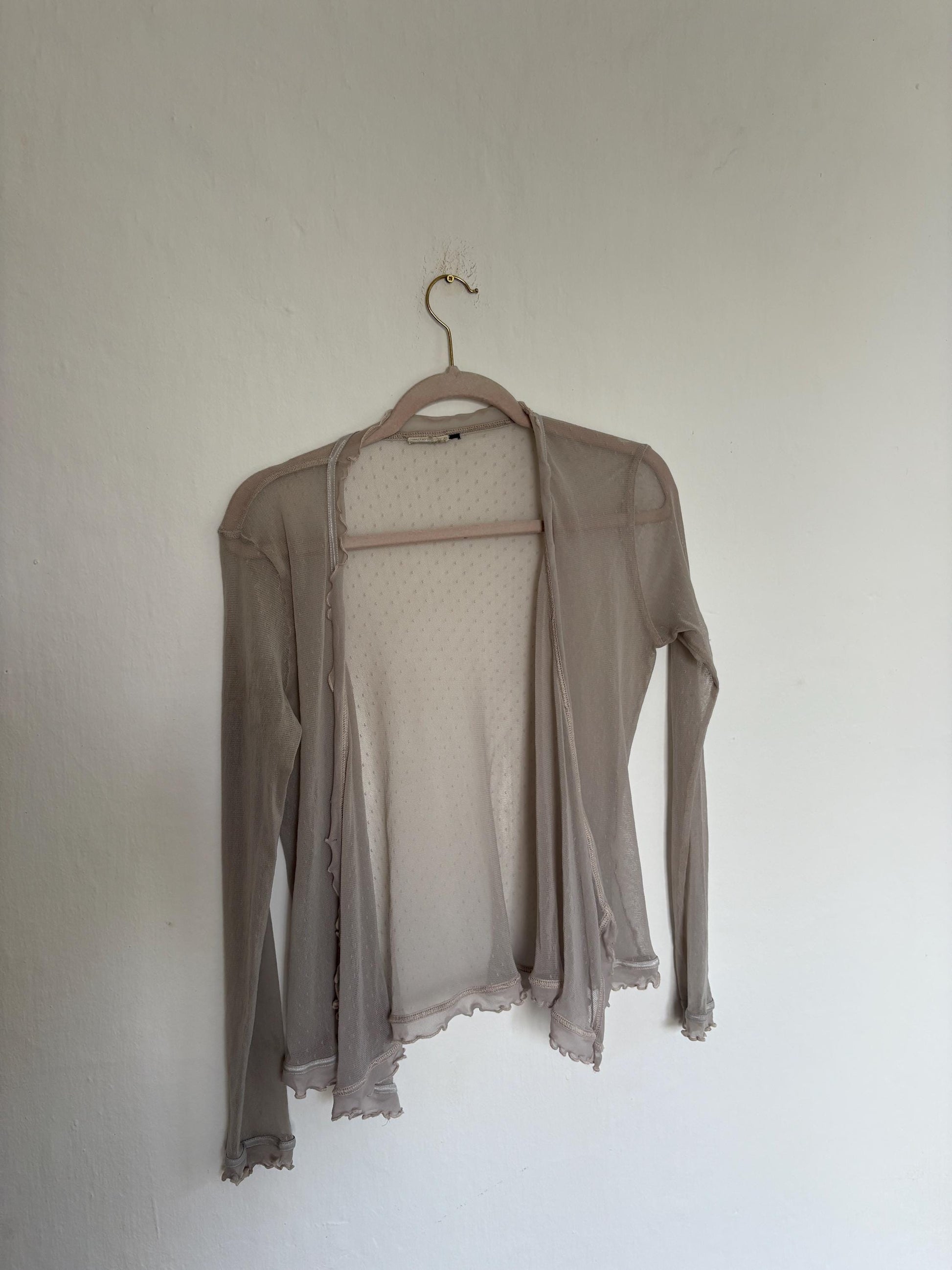 Sheer wrap knot tie top - Mesh blouse - Sexy beach cover up - Summer vibes - Romantic light grey Transparent Mesh Top, Size S - M