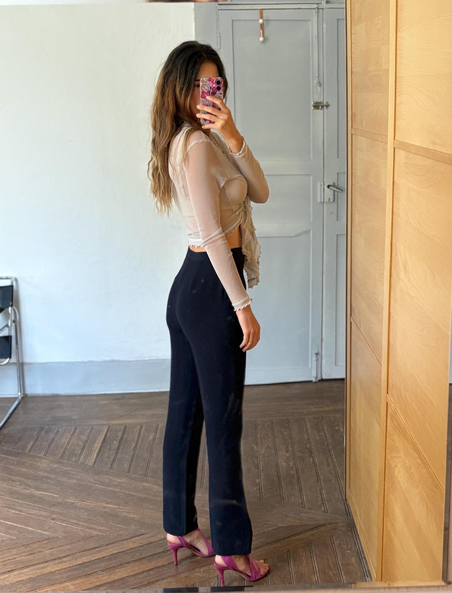 Sheer wrap knot tie top - Mesh blouse - Sexy beach cover up - Summer vibes - Romantic light grey Transparent Mesh Top, Size S - M