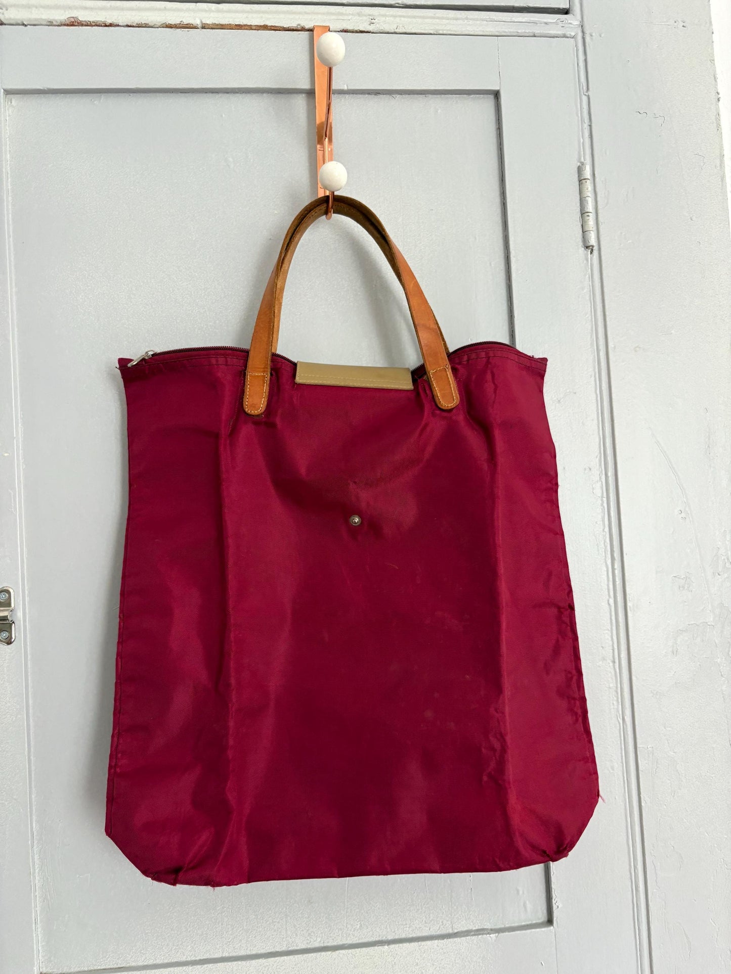 Vintage Rüdell foldable market tote, Y2K red shopper, Cute and cool school bag - Retro It - girl style baguette bag, Minimalist convertible