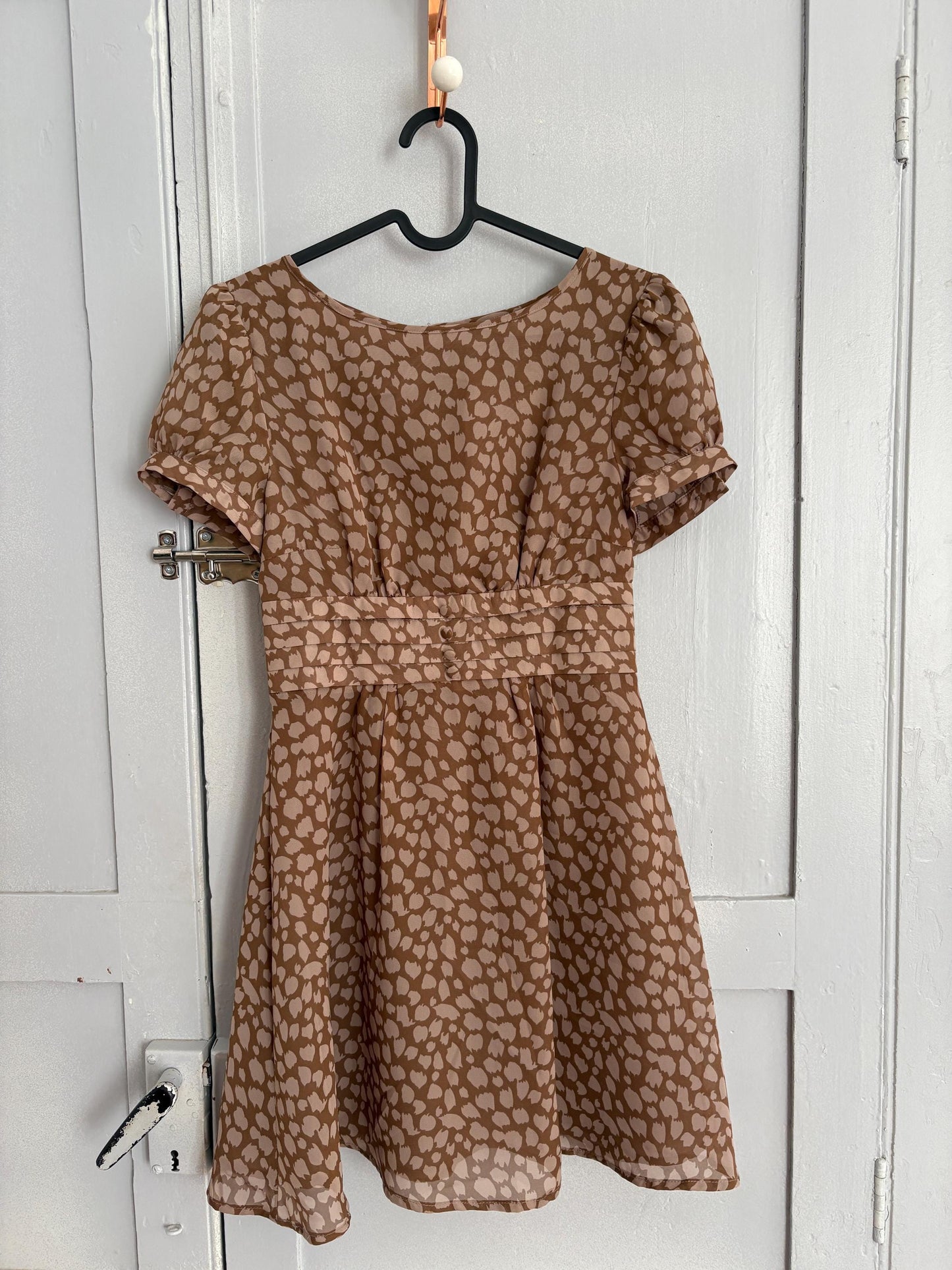 Vintage Adolfo Dominguez Leopard Print Summer Dress EU 34 – Brown Mini Dress