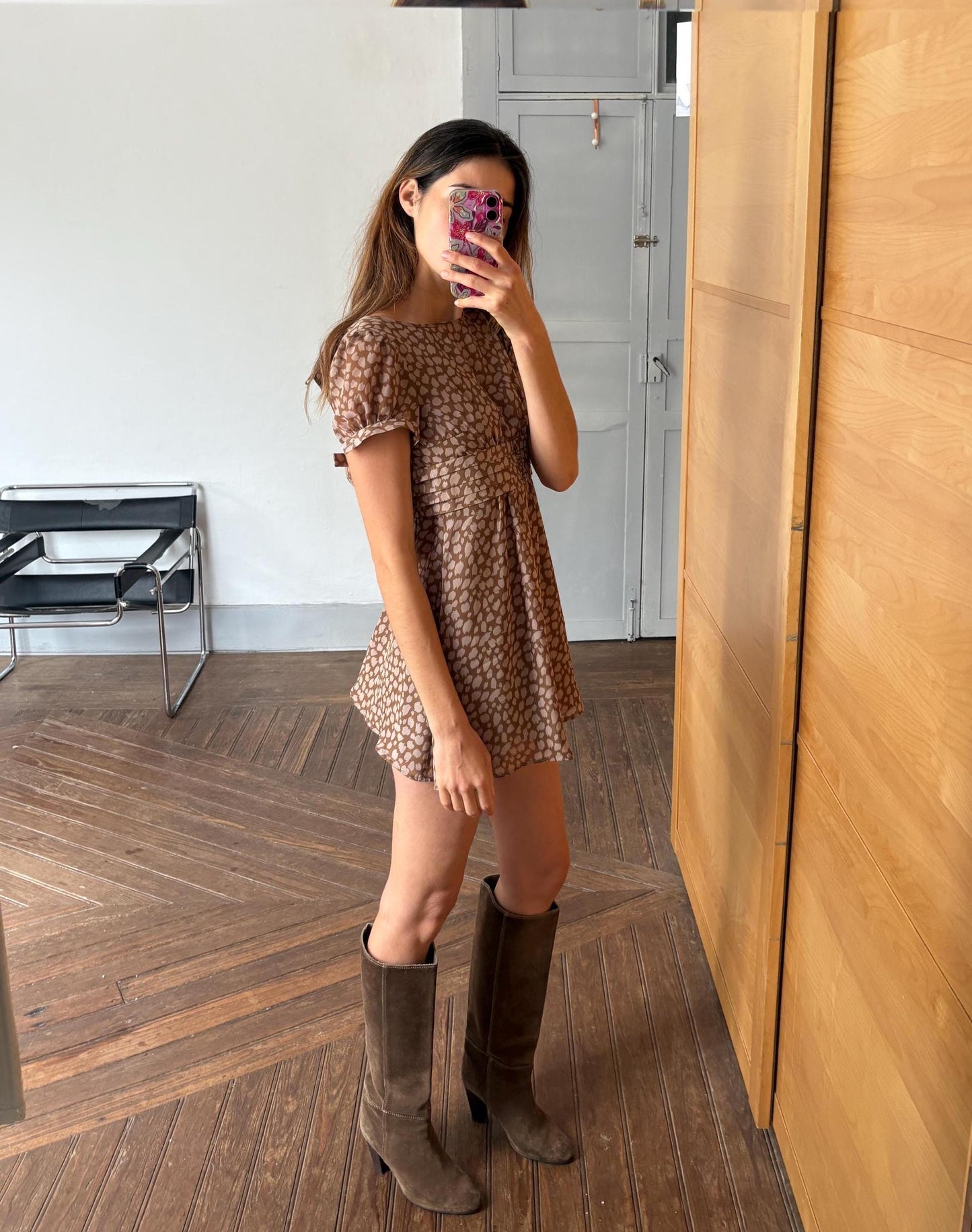 Vintage Adolfo Dominguez Leopard Print Summer Dress EU 34 – Brown Mini Dress