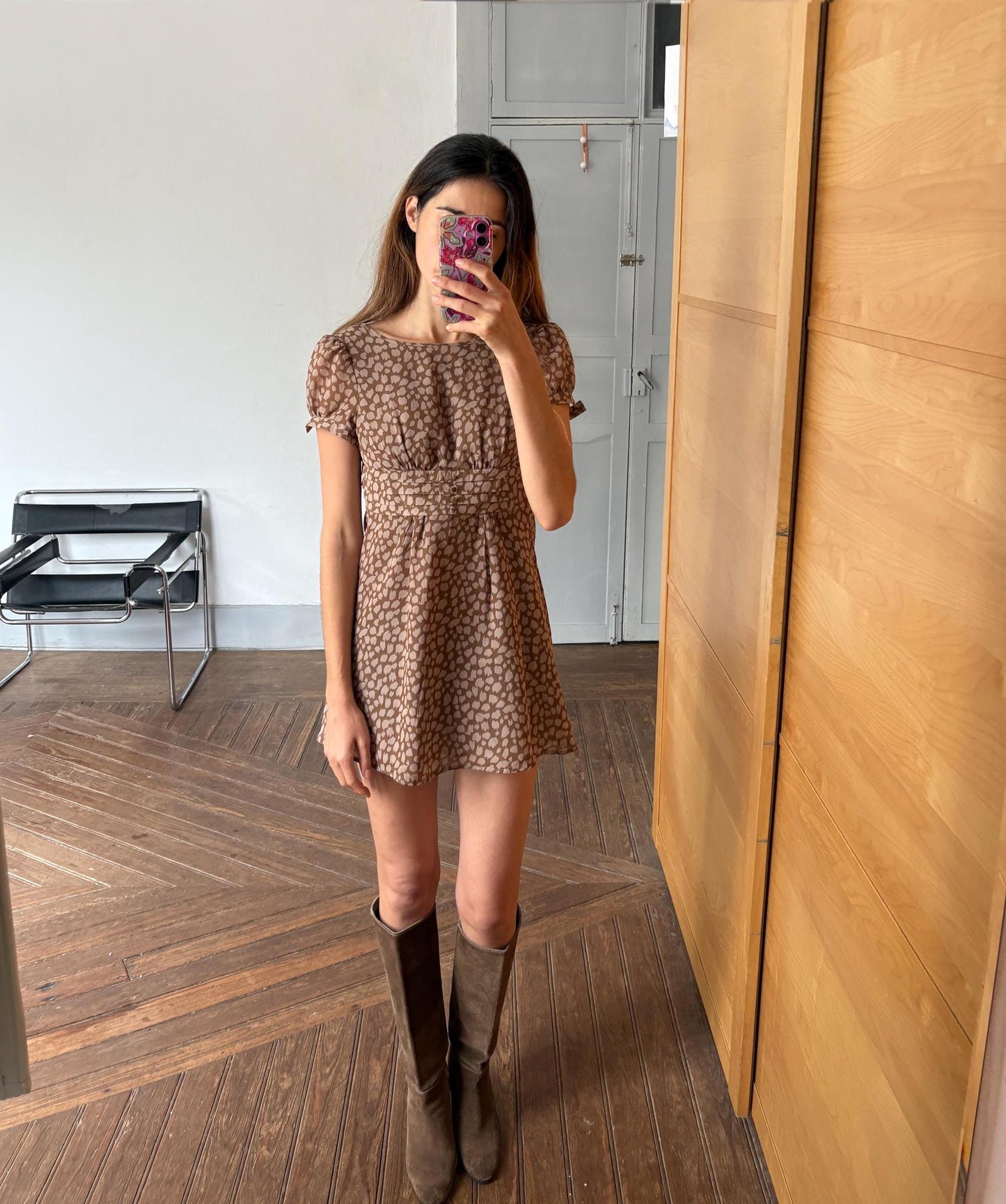 Vintage Adolfo Dominguez Leopard Print Summer Dress EU 34 – Brown Mini Dress