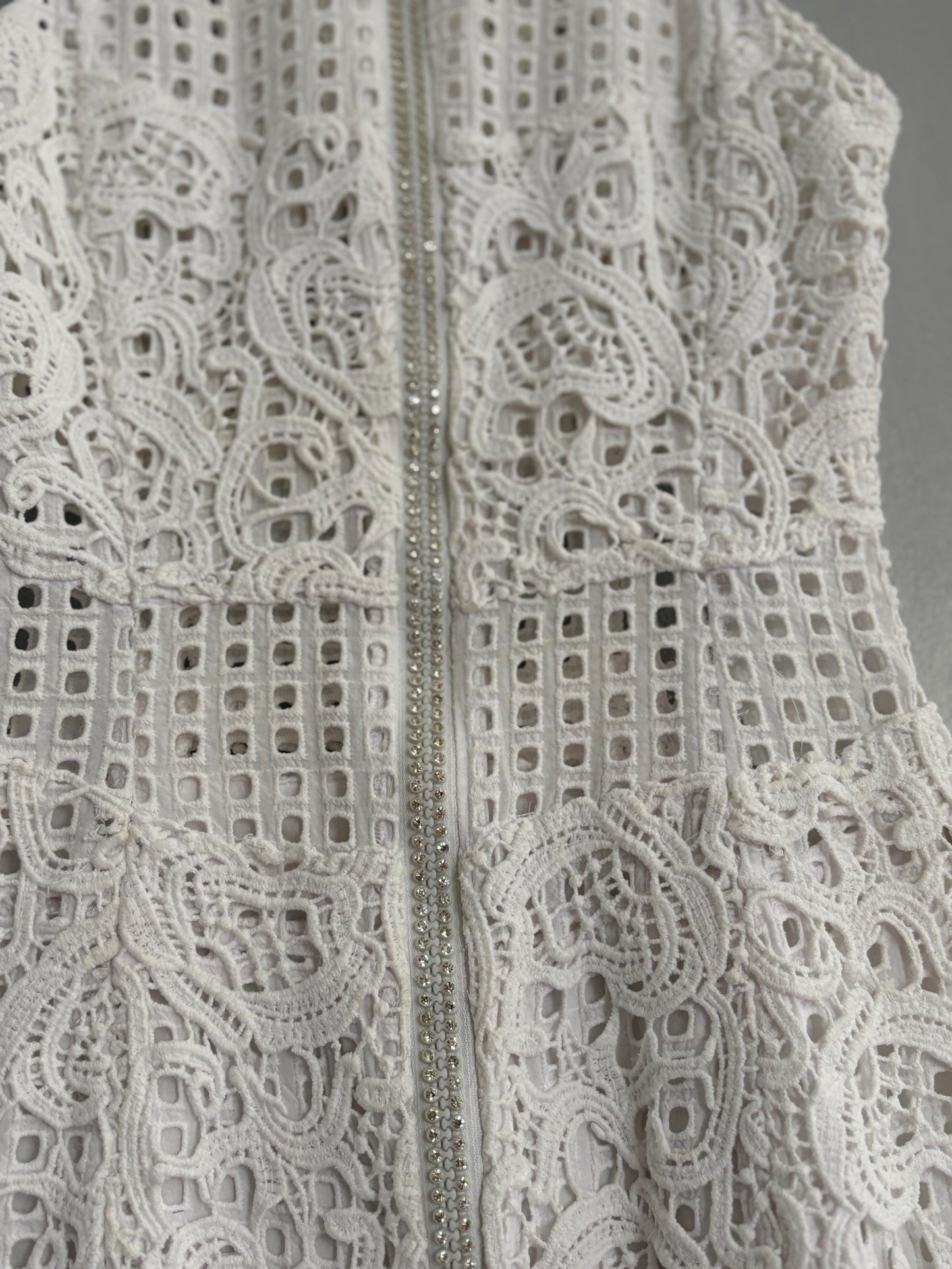 Luxe Adolfo Dominguez White Mini Dress EU 34 – Lace Detail Bridal Summer Party Dress