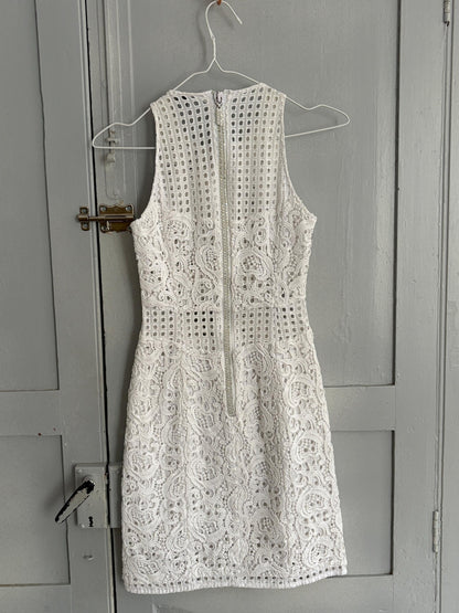 Luxe Adolfo Dominguez White Mini Dress EU 34 – Lace Detail Bridal Summer Party Dress