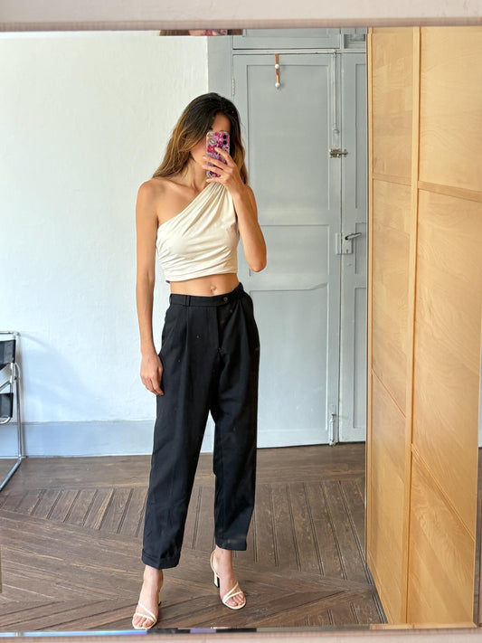 Vintage Commander Men Pants - Pure Wool High Waist Dark Academia Aesthetic Trousers -