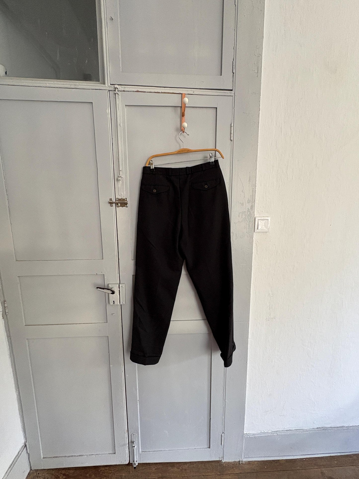 Vintage Commander Men Pants - Pure Wool High Waist Dark Academia Aesthetic Trousers -