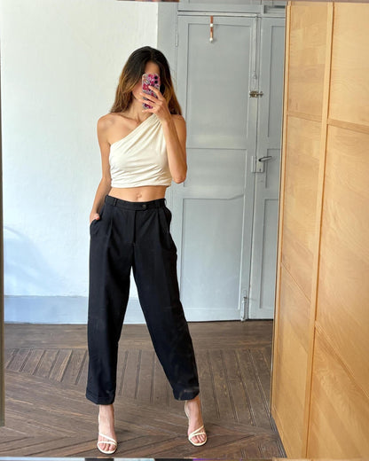 Vintage Pure Wool High Waist Trousers — back view