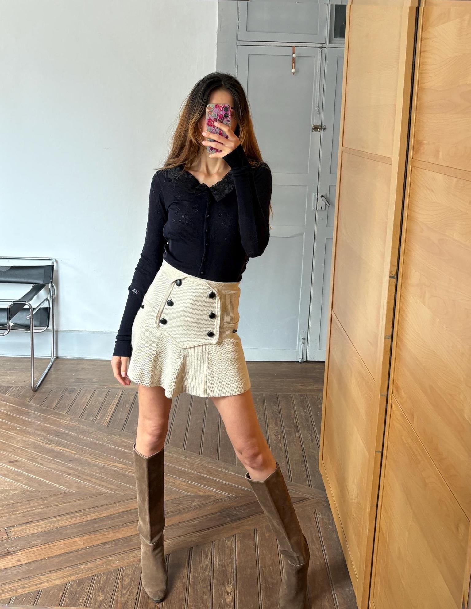 Vintage VDP Dark Blue Romantic Shirt – Long Sleeve Lace Collar Italian Top