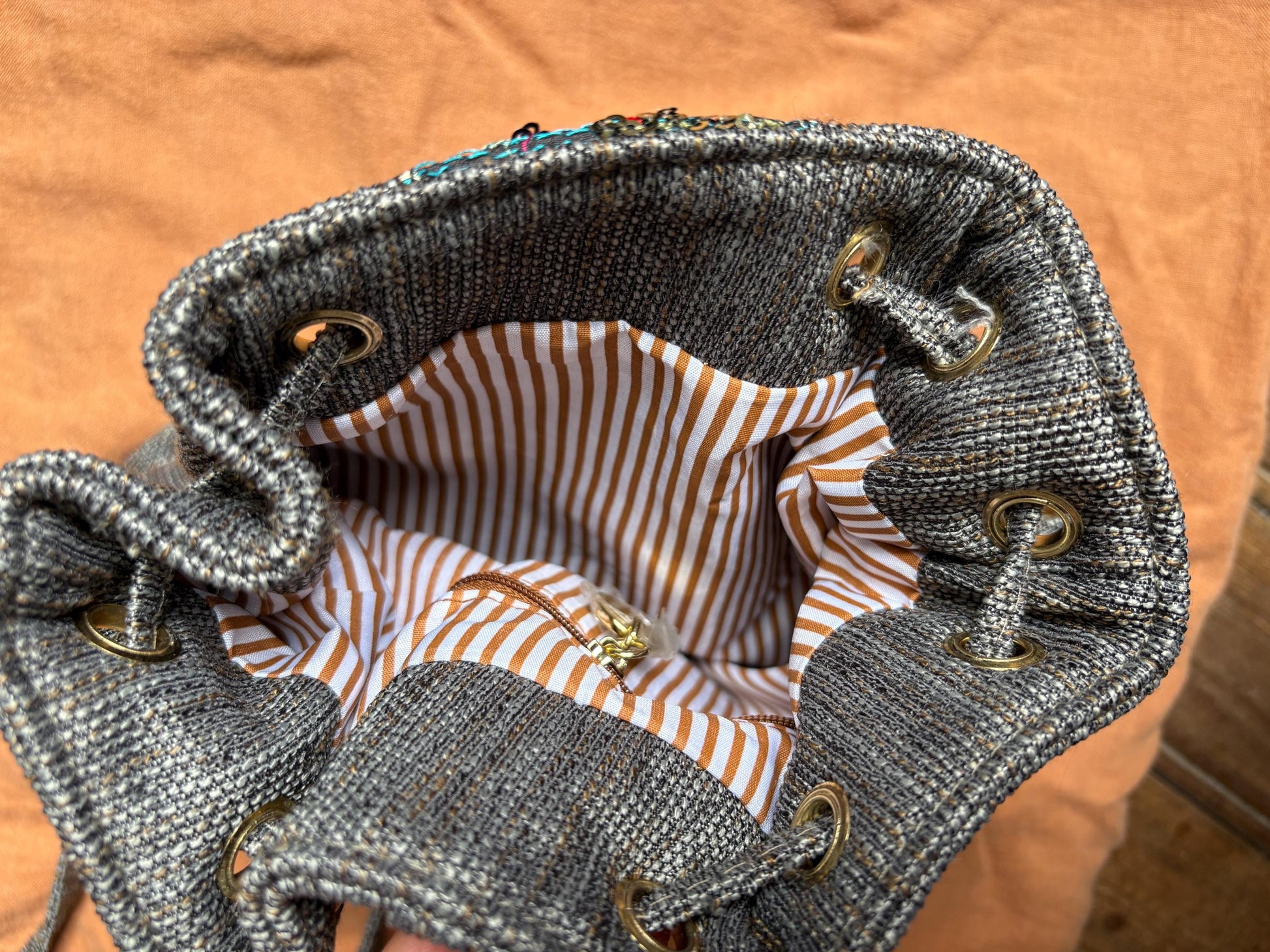 Vintage Flamenca Shoulder Bag – Crossbody with Sequin Embroidery, Boho Floral Design, 25x25 cm