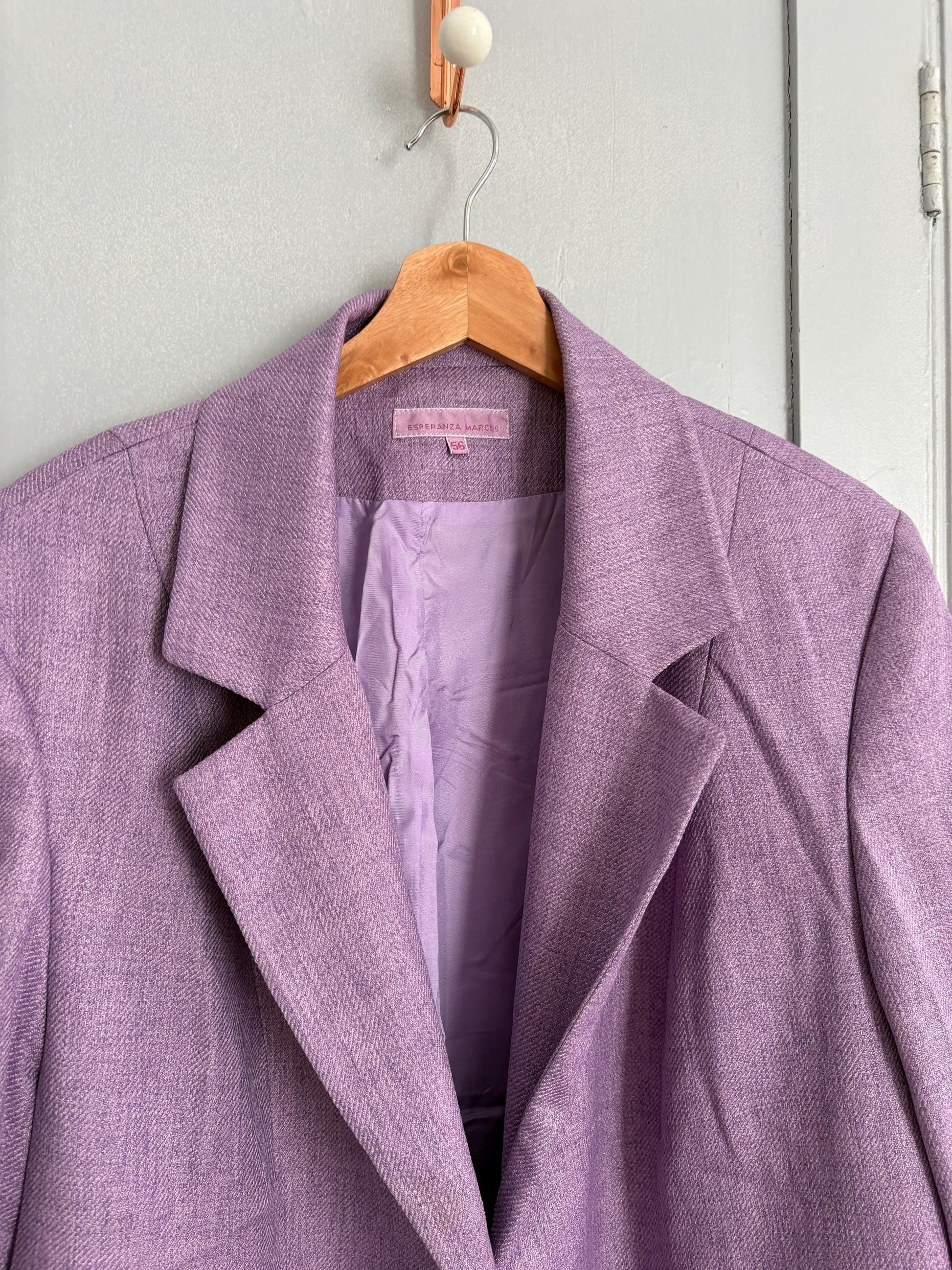 Vintage purple woman blazer, Retro Esperanza Marcos Spain made jacket, 90s oversized fit aesthetic woman clothing