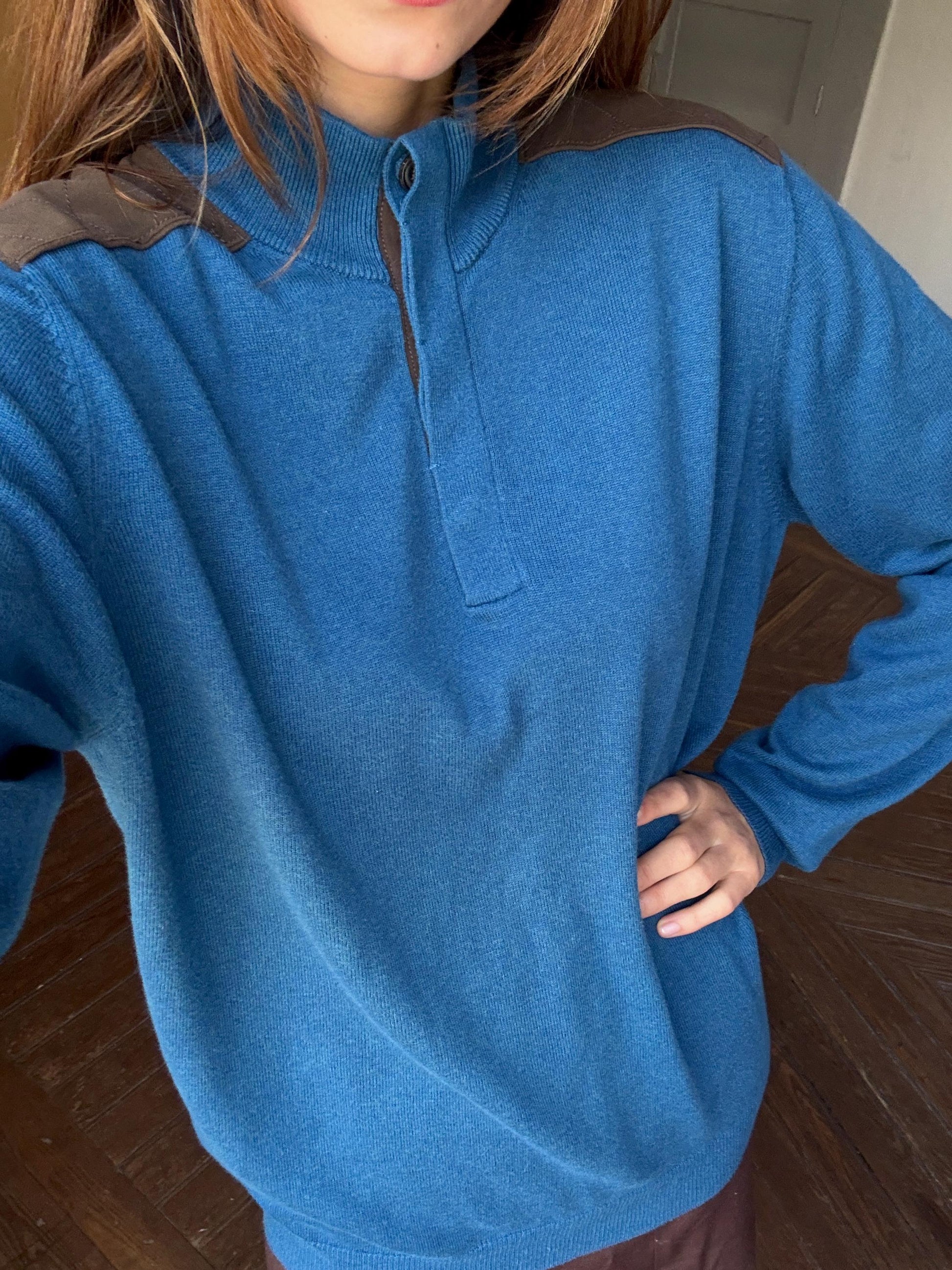 Vintage Massimo Dutti Cashmere - Cotton jumper, UNISEX preppy aesthetic soft knit pullover, Luxury dark academia style, Size L