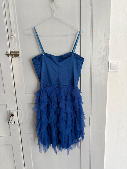 Vintage Blue Rinascimento Ruffle Mini Dress — additional view 10