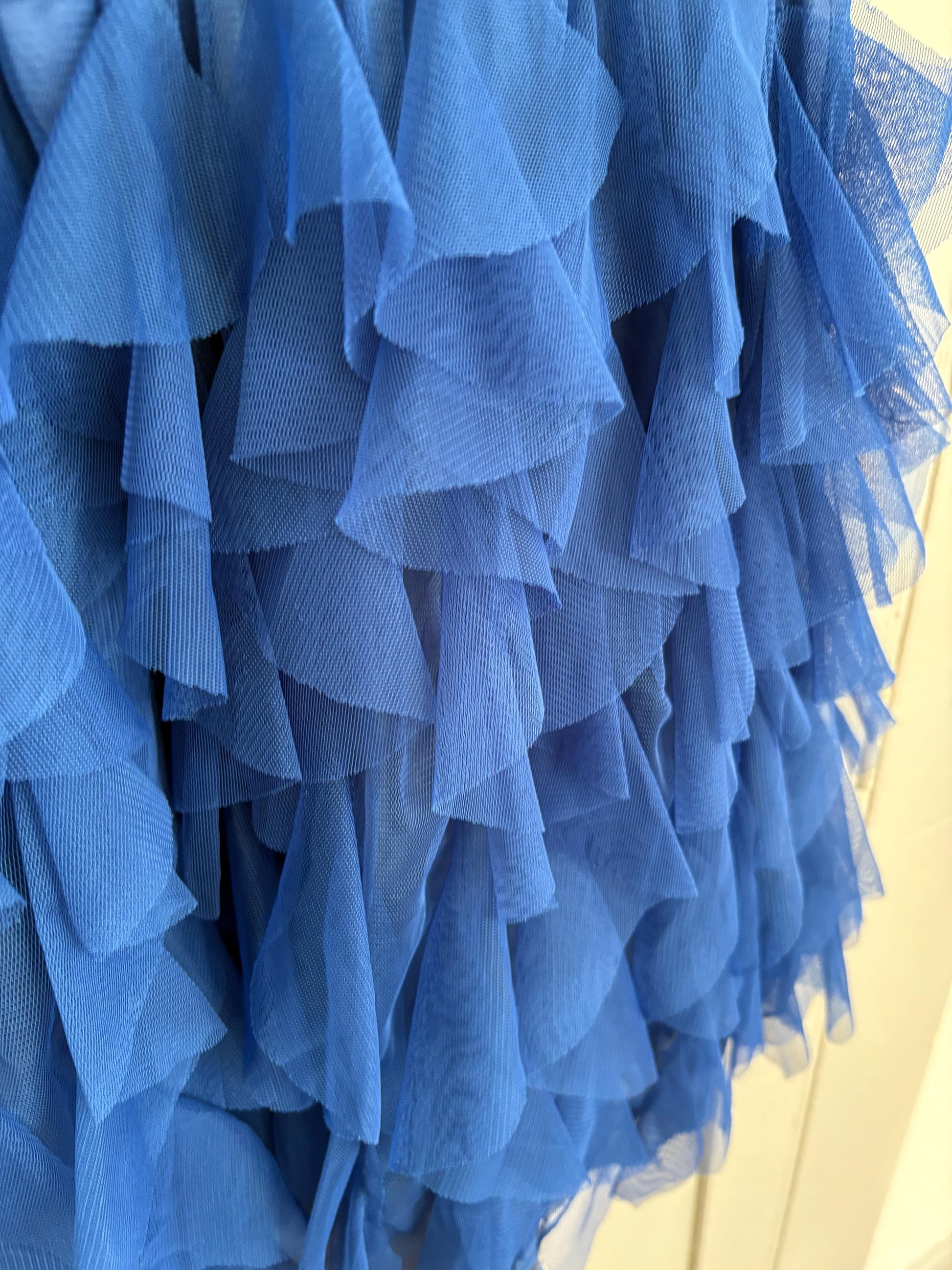 Vintage Blue Rinascimento Dress – Ruffle Mini Party Dress – Made in Italy – Statement Piece, Size S, Wedding guest outfit