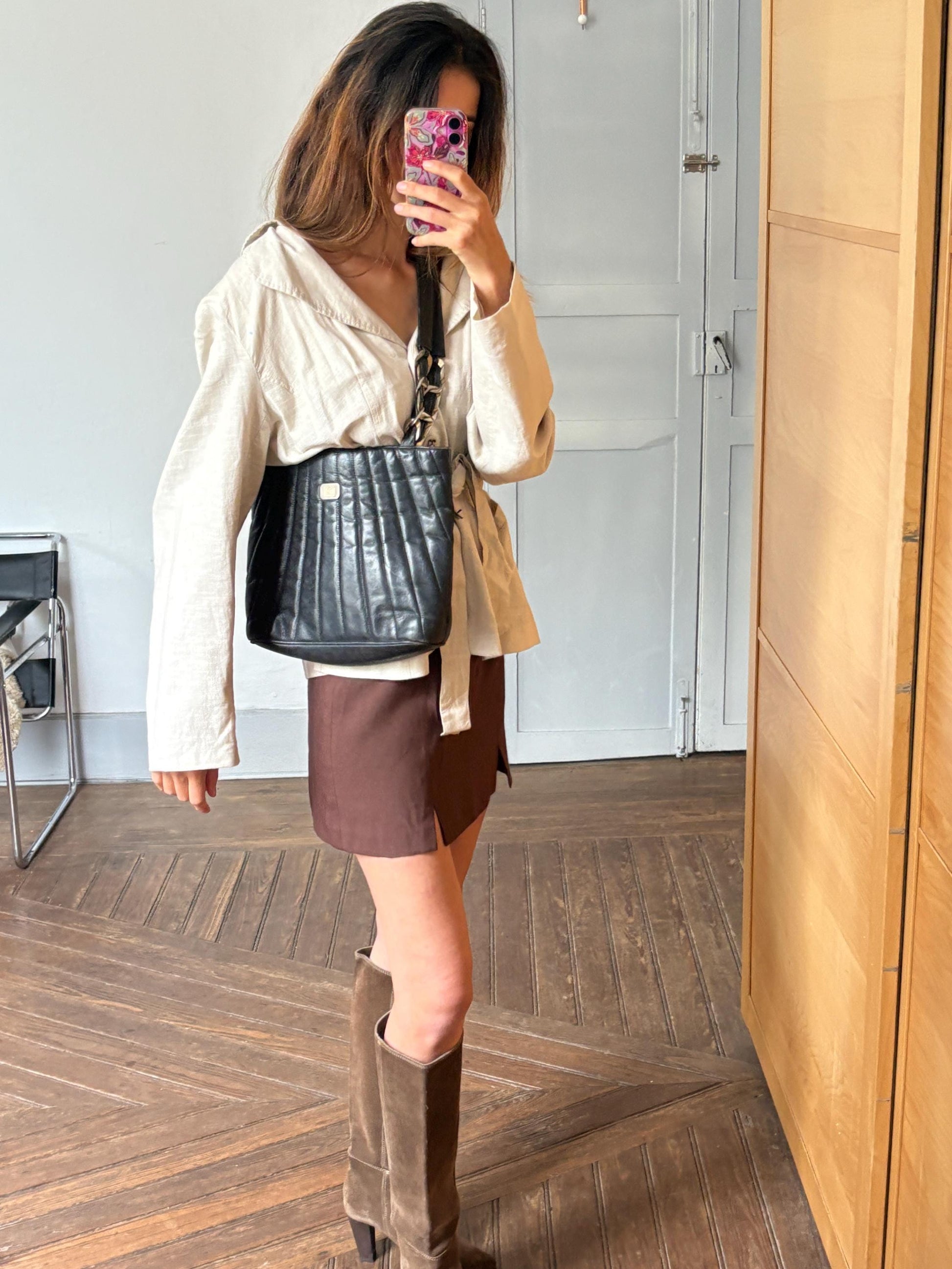 Vintage luxe leather bag, Stylish Balpri brand bag, Made in Spain, Secondhand Retro black shoulder bag, Cute sustainable school bag