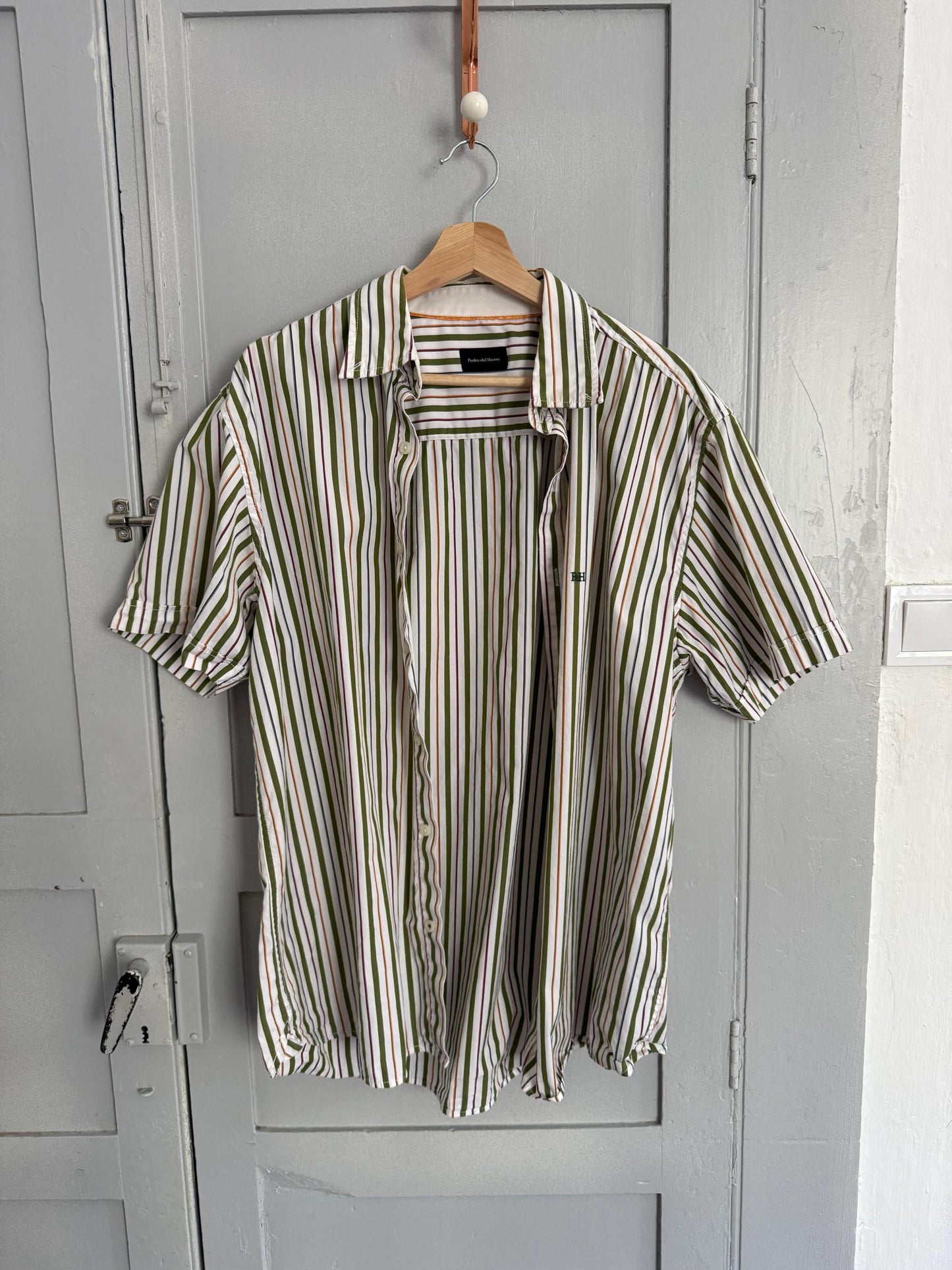 Vintage Pedro del Hierro striped shirt, Cotton oversized men’s button down, XL unisex loose fit blouse, Spanish designer fashion