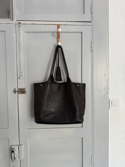 Black Leather Minimalist Luxe Diaper Bag — additional view 7