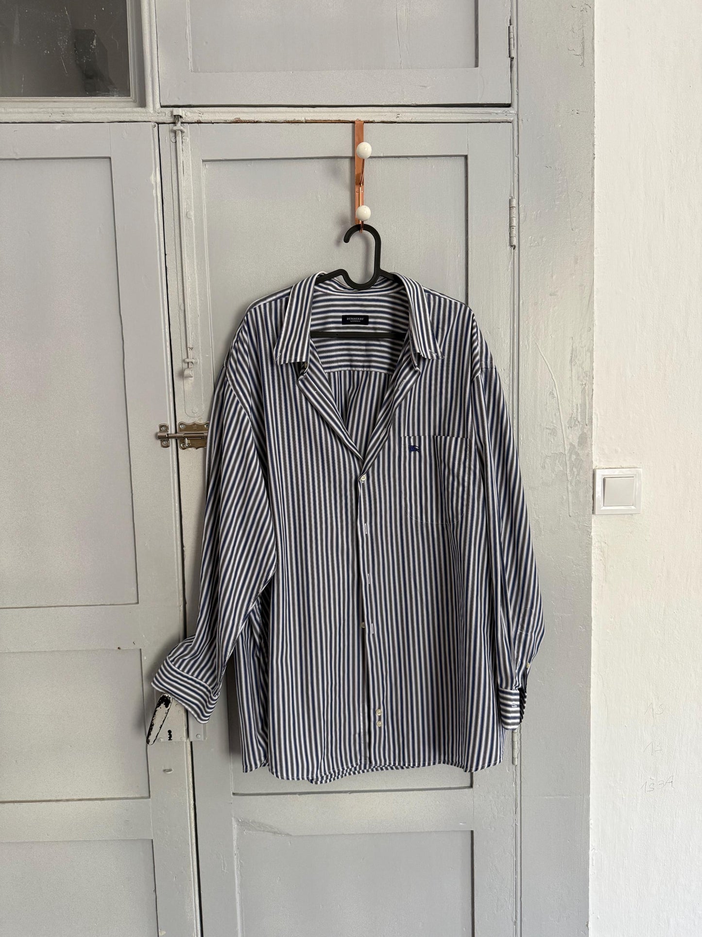 Vintage Burberry London Striped Shirt | 100% Cotton Button Down | Oversized Fit Boyfriend Shirt | Scandinavian Style | Size L - XL