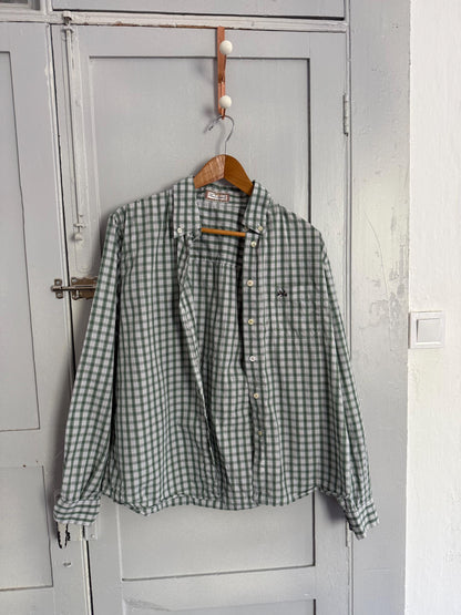 Vintage Burberry Check Shirt in Green & White — additional view 8