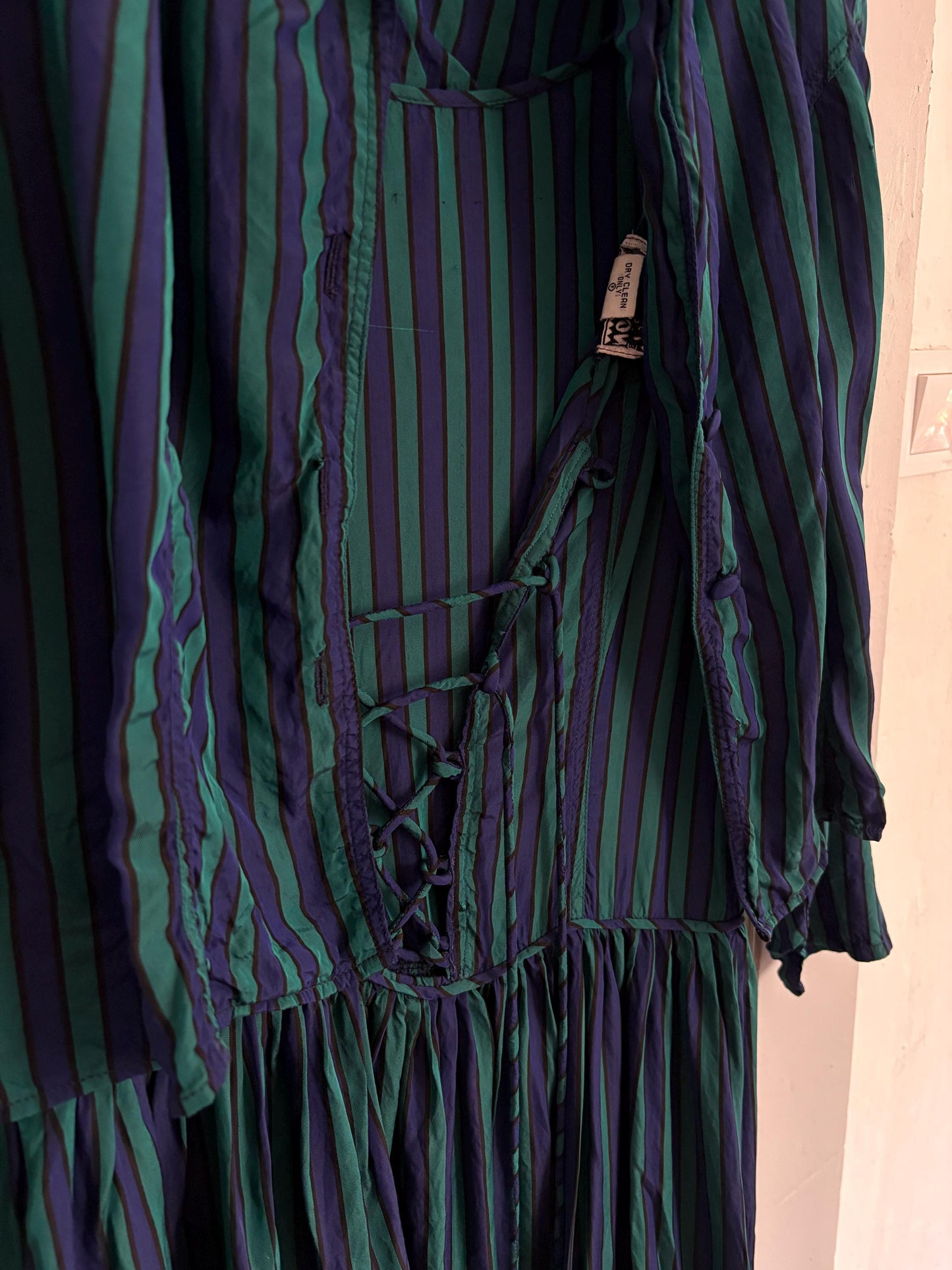 vintage monsoon dress and jacket set, Striped cottage core retro set, Size UK 14 USA 12 EUR 40, Vintage aesthetic