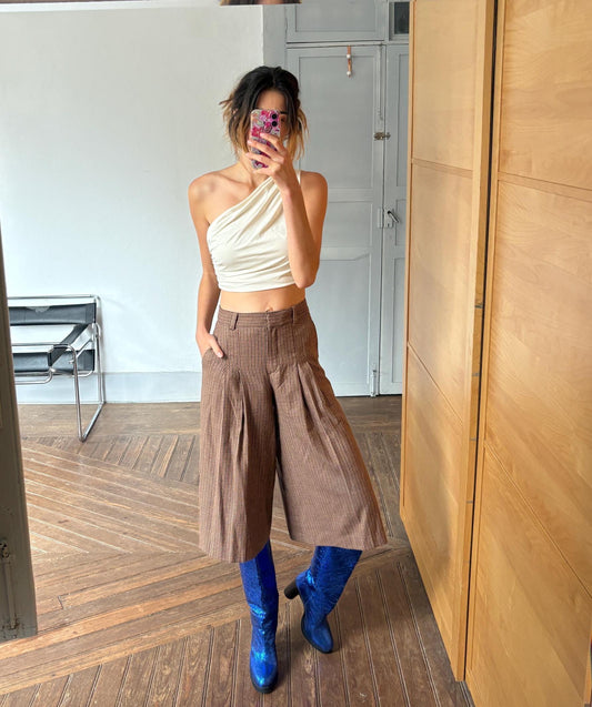 Vintage plaid Massimo Dutti pants houndstooth pattern wool blend cropped trousers EU 34 USA 2