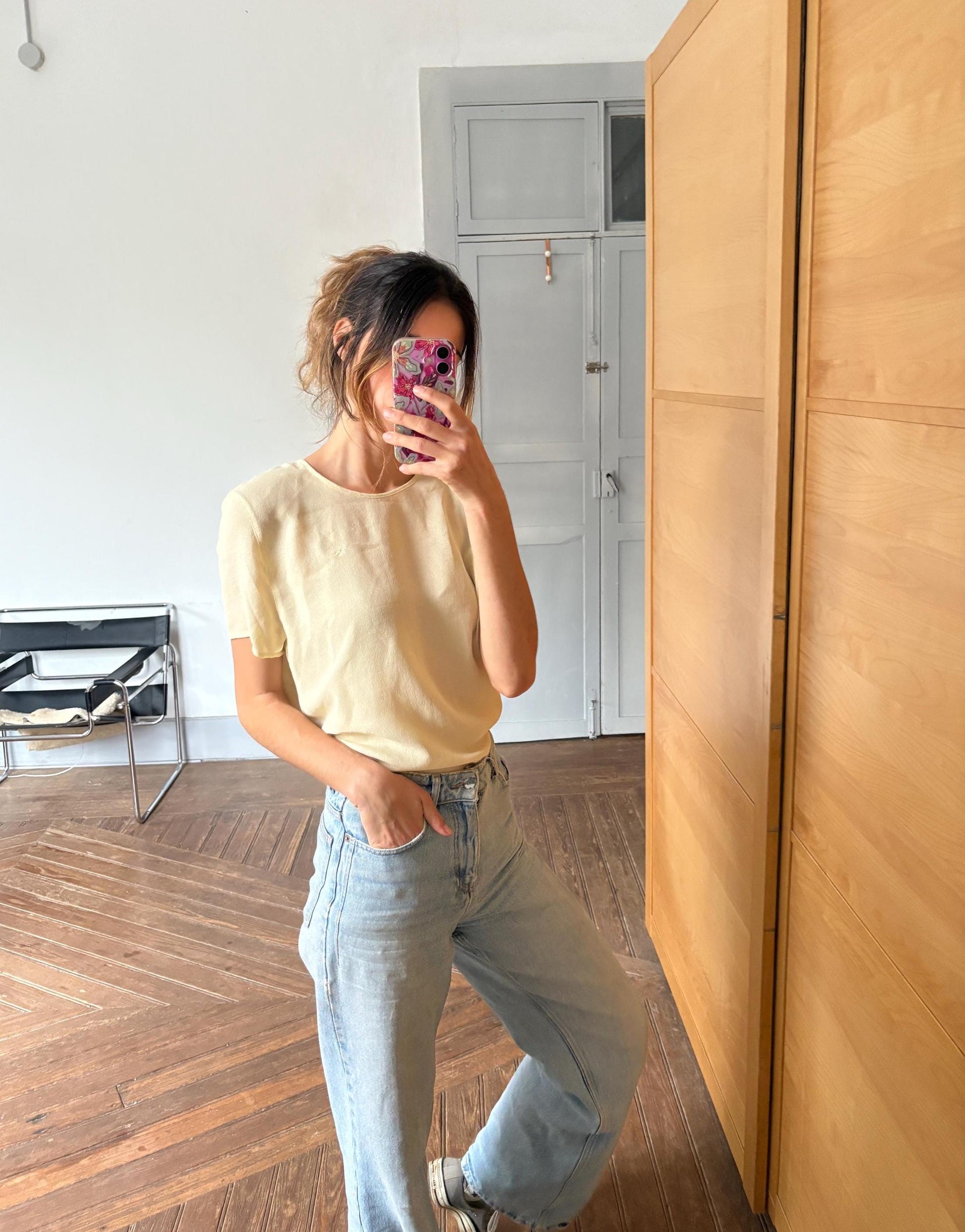 Vintage Burberrys Pastel Yellow Blouse – 90s Minimalist Dream, PRE BURBERRRY ERA