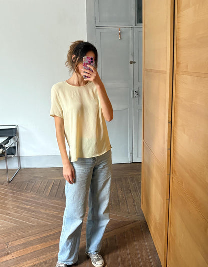 Vintage Pastel Yellow Burberrys Blouse — detail