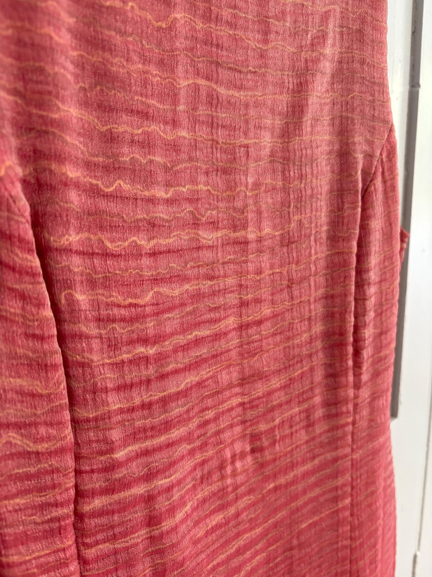 Vintage pink red elegant formal dress, Minimalist modern fit outfit, Luxury Spanish design dress, Simple textured one of a kind woman dress