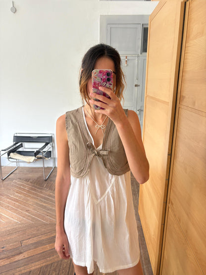 Vintage Boho Brown Lace Trim Vest — additional view 5