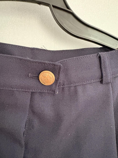 Navy Wool Tapered Trousers — back view