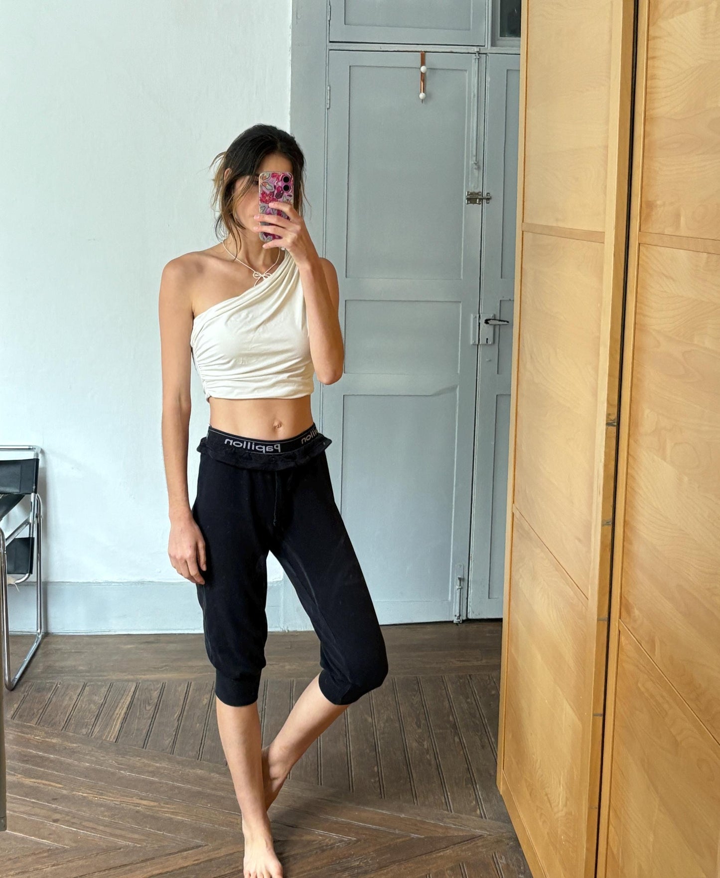 Vintage Papillon Black Dance Pants – Ballet-Inspired Comfort with Sporty Edge, S